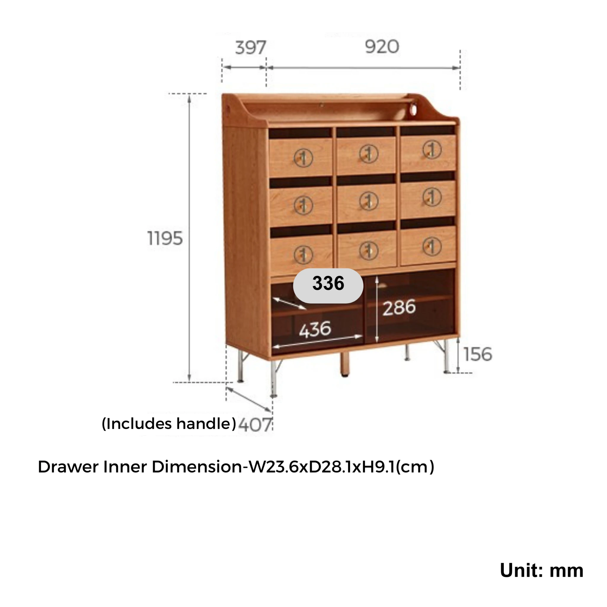 Linspire Railan Chest of 9 Drawers with Cabinets