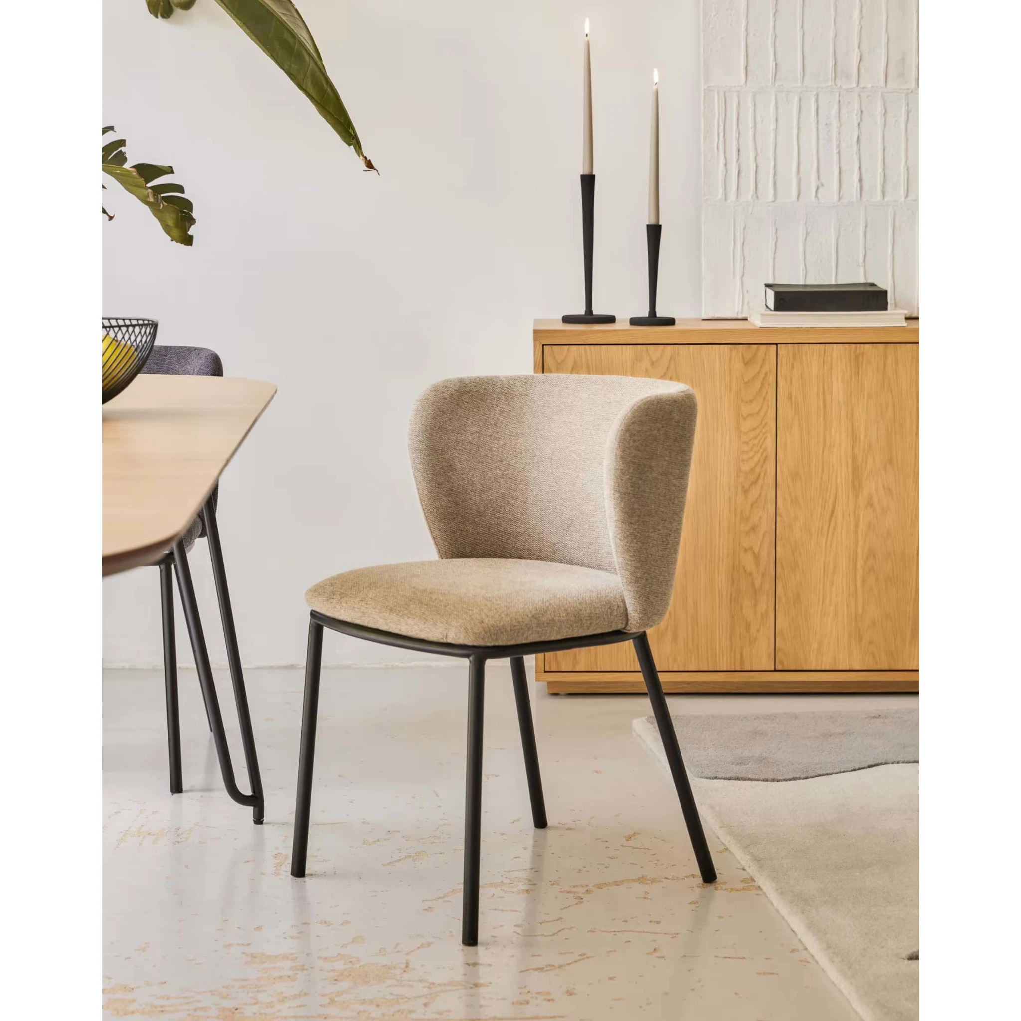 Kave Home Ciselia Chenille Dining Chair, Brown