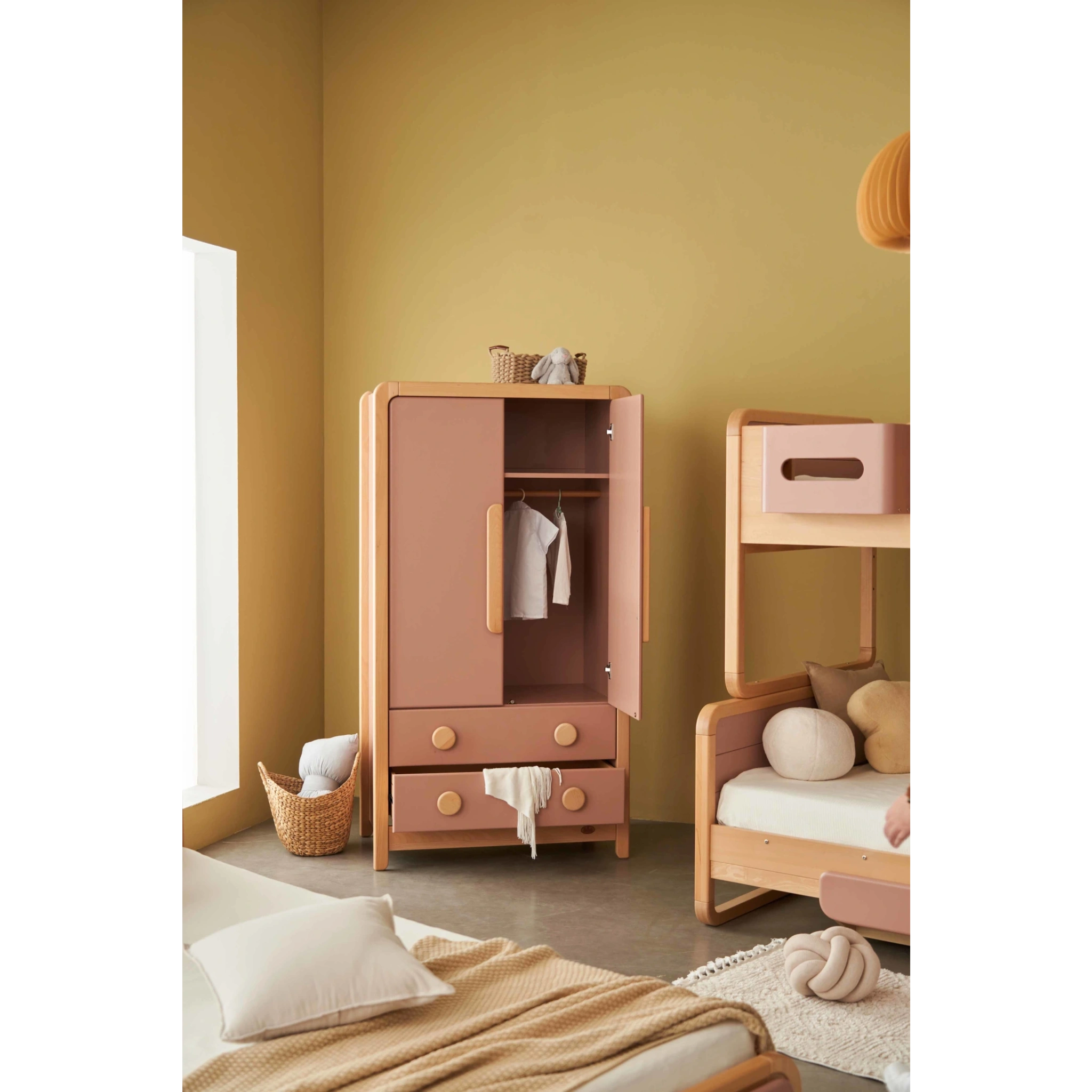 Boori Byron Kids 2 Door wardrobe with 2 drawers, Cherry