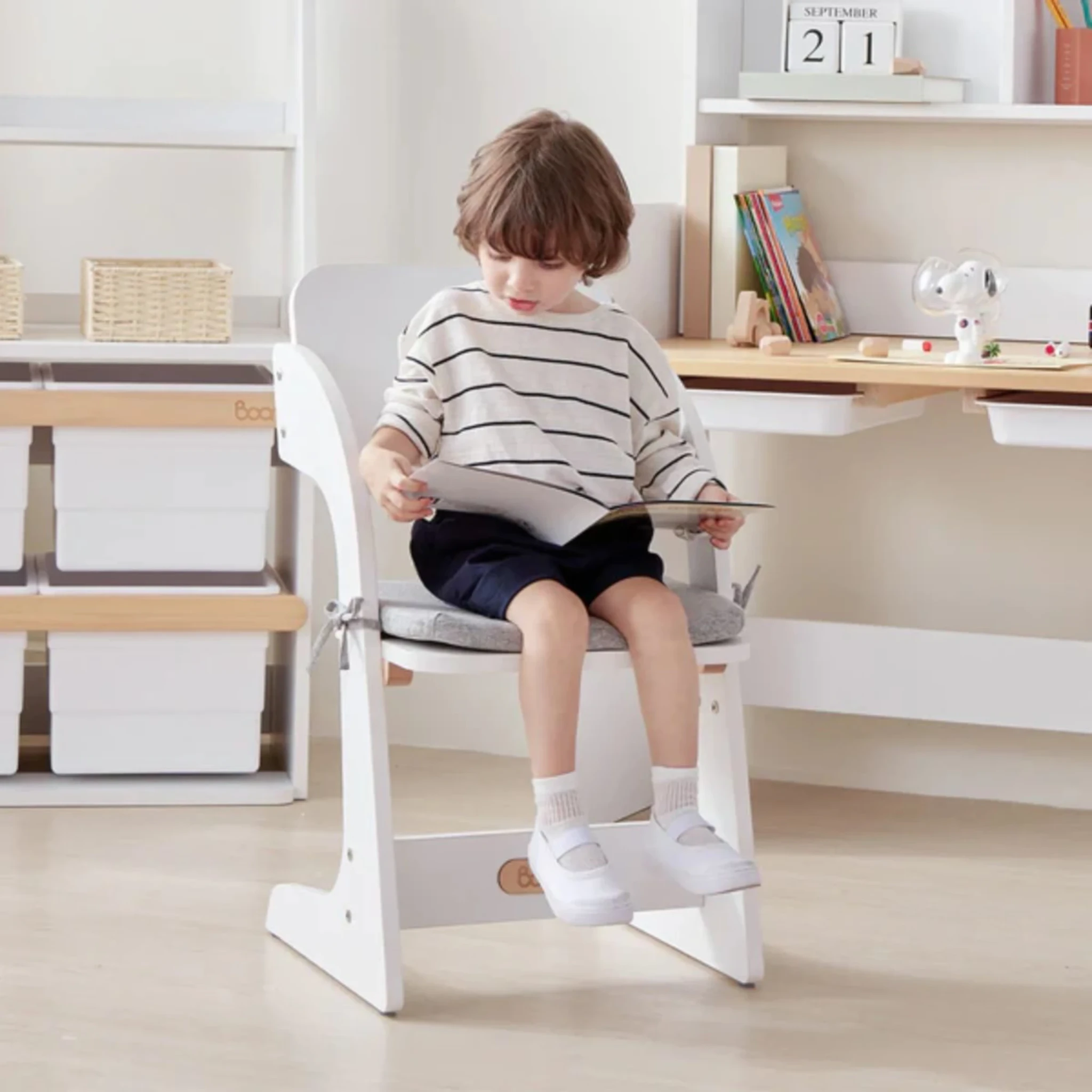 Boori Natty Kids Desk with Study Chair, Barley White