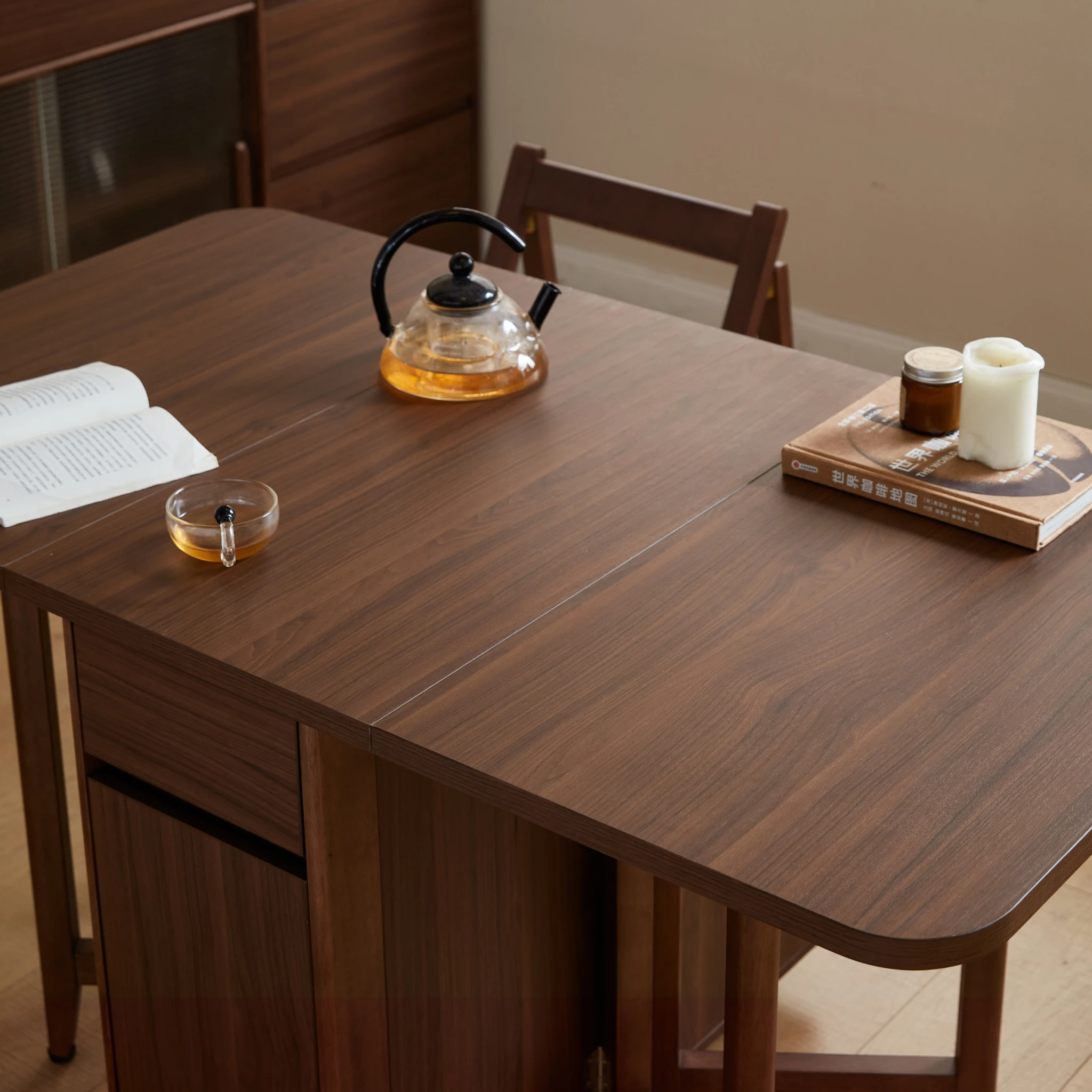 Linspire Ursula Folding Dining Table on Casters with Storage