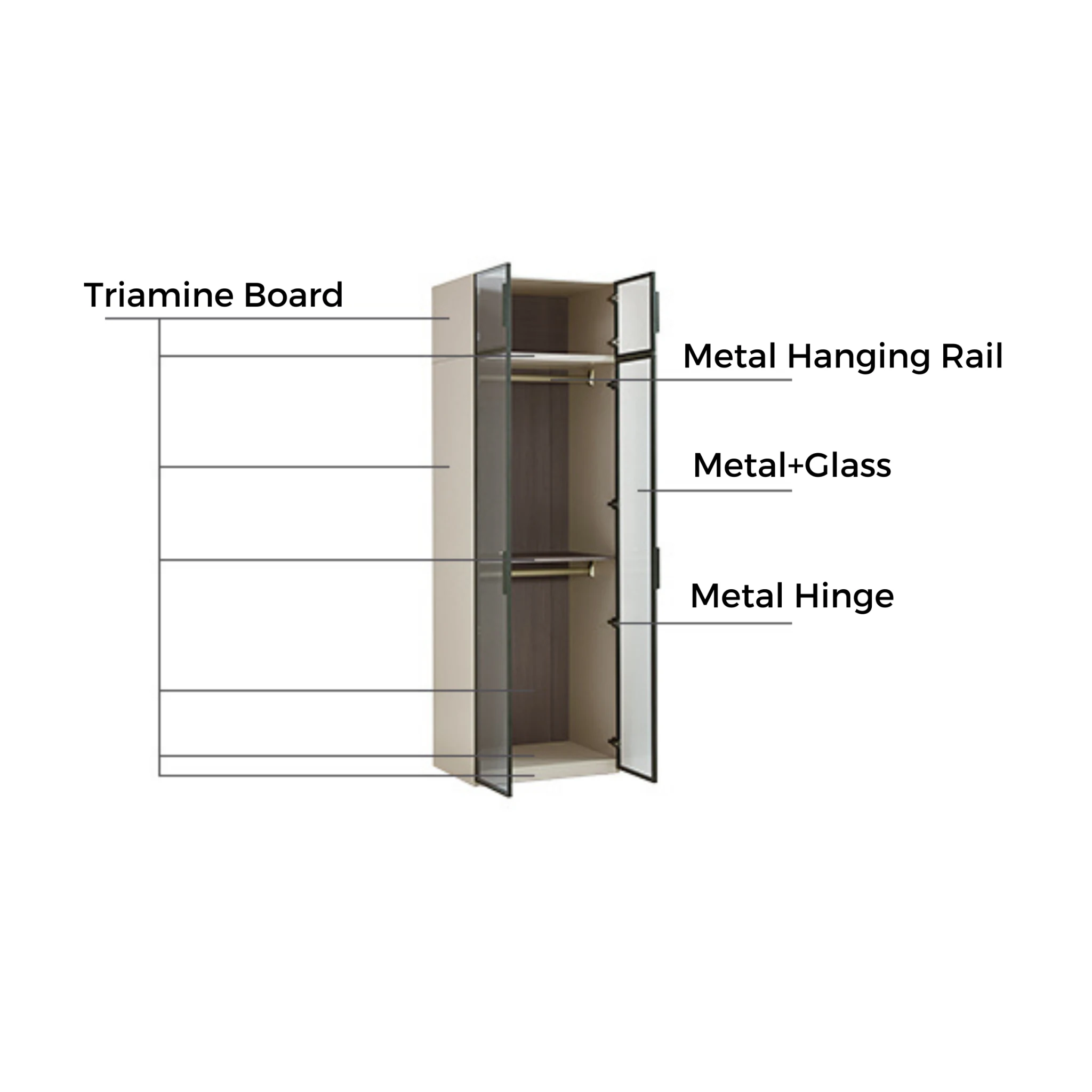 Linspire Vanko 2-Door Wardrobe with Glass Doors
