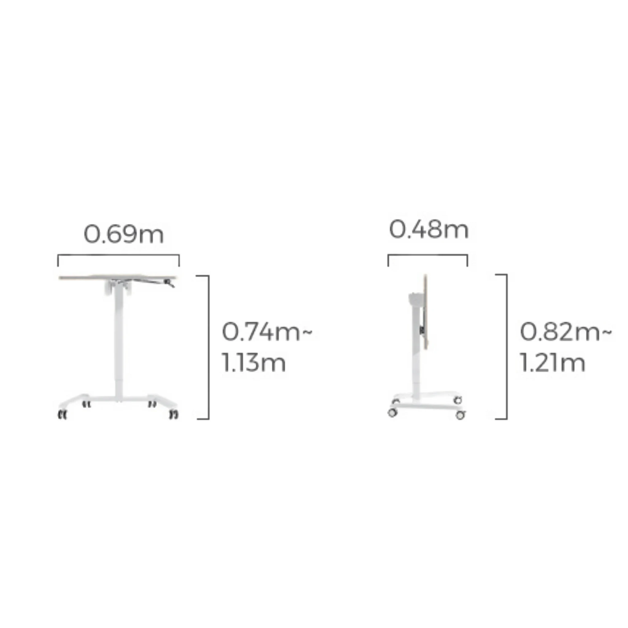 Linspire Islet Height Adjustable Pneumatic Side Table with Castors, Natural Wood