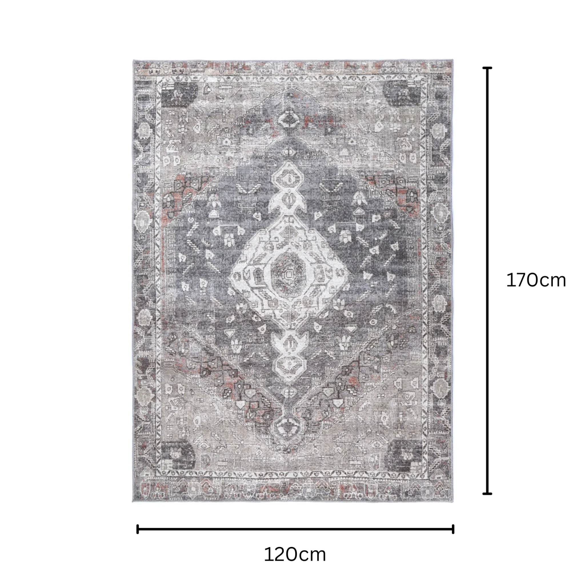 DreamWeaver Homestead Machine Washable Rug, Jule Grey, 160x230cm