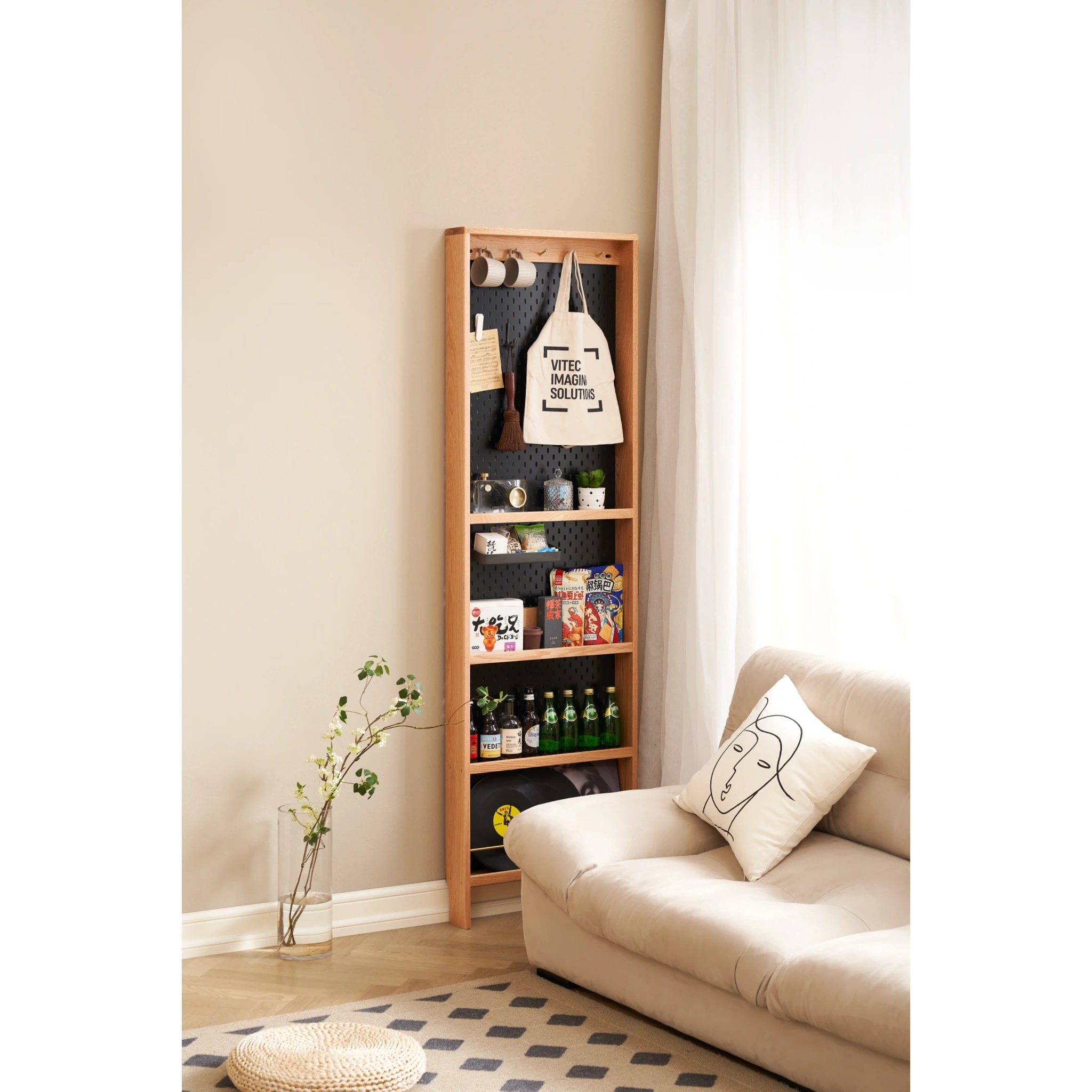 Solidwood Amber Pegboard Storage Rack