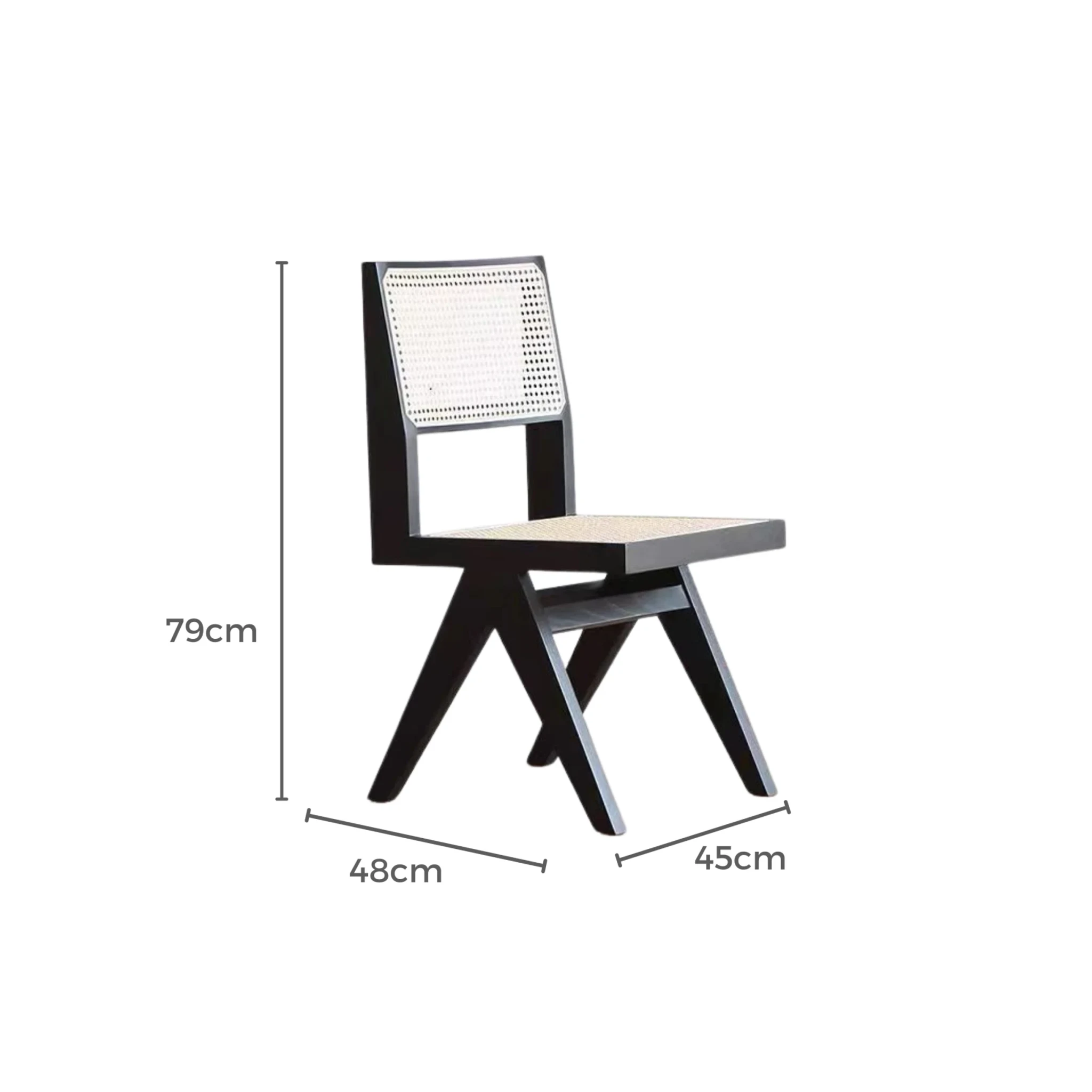 MODE Pierre Jeanneret Dining Chair Replica, Black, Set of 2