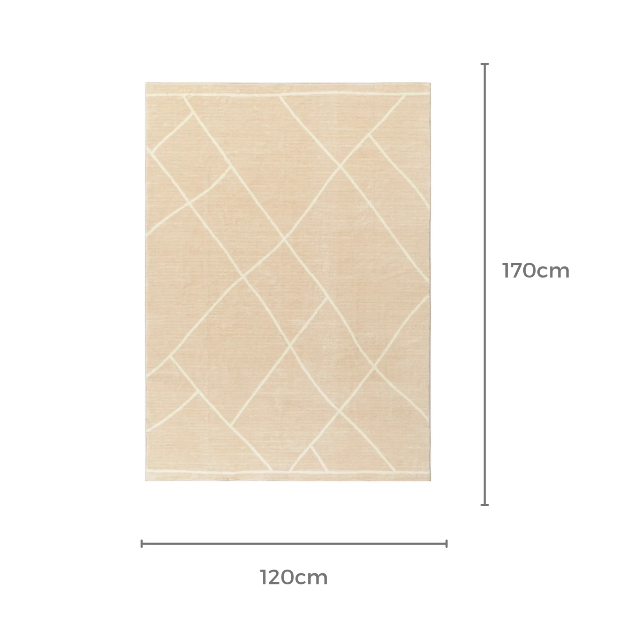 DreamWeaver Oasis Machine Washable Rug, Diamonds Beige, 120x170cm