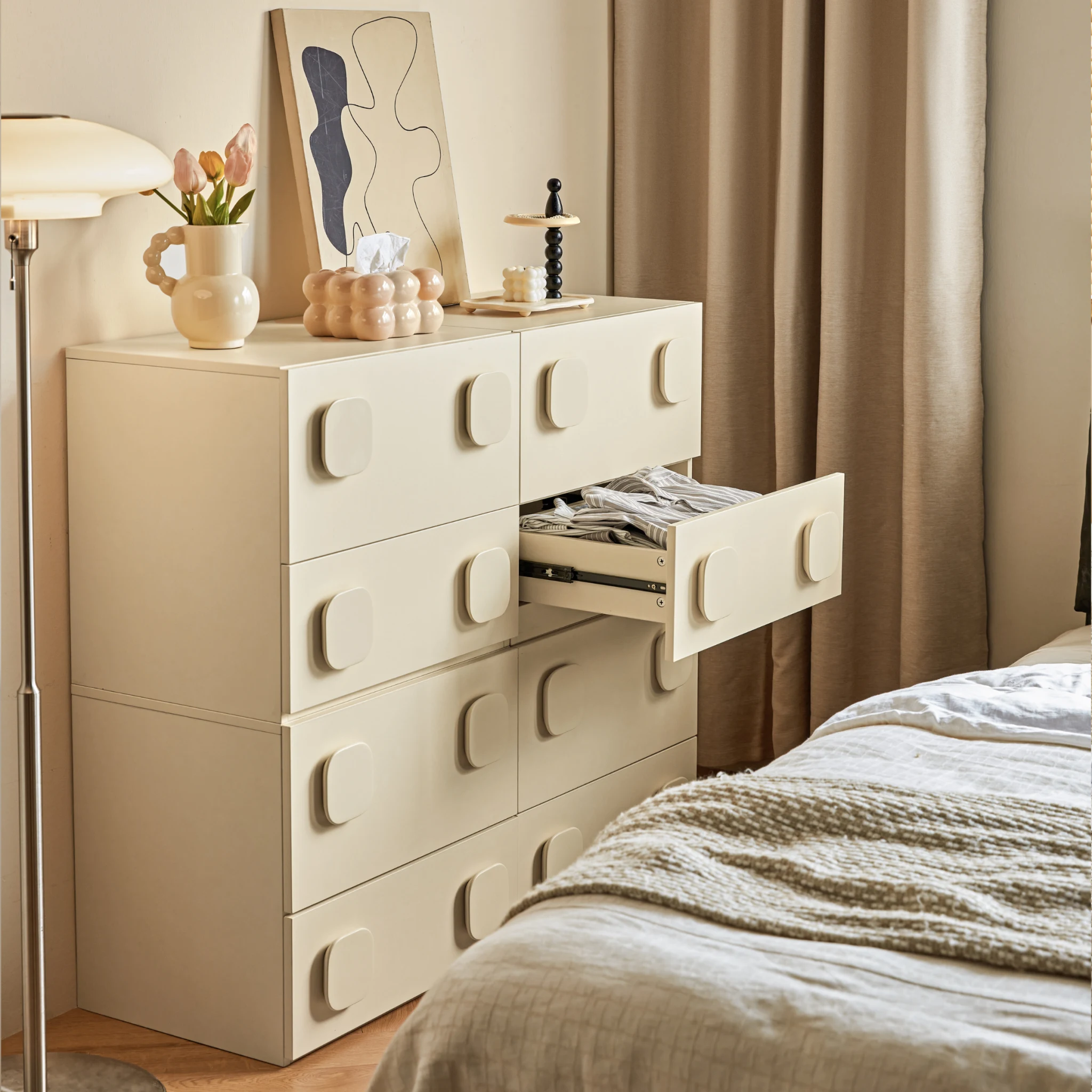 Linspire Mosaic Set of 4 Modular Storage Cabinets, Off-White