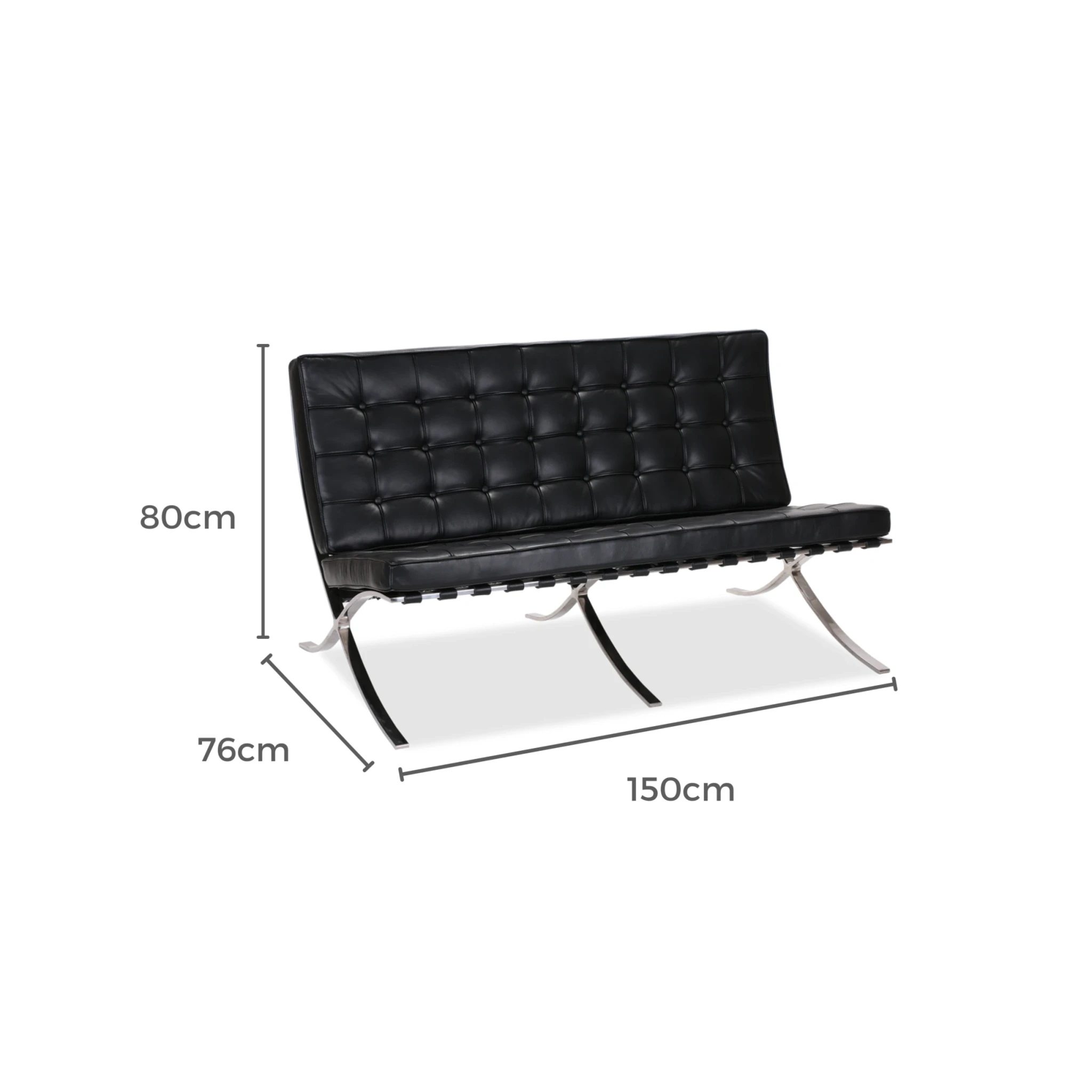 MODE Mies Van Der Rohe Barcelona Chair Replica, 2-Seater