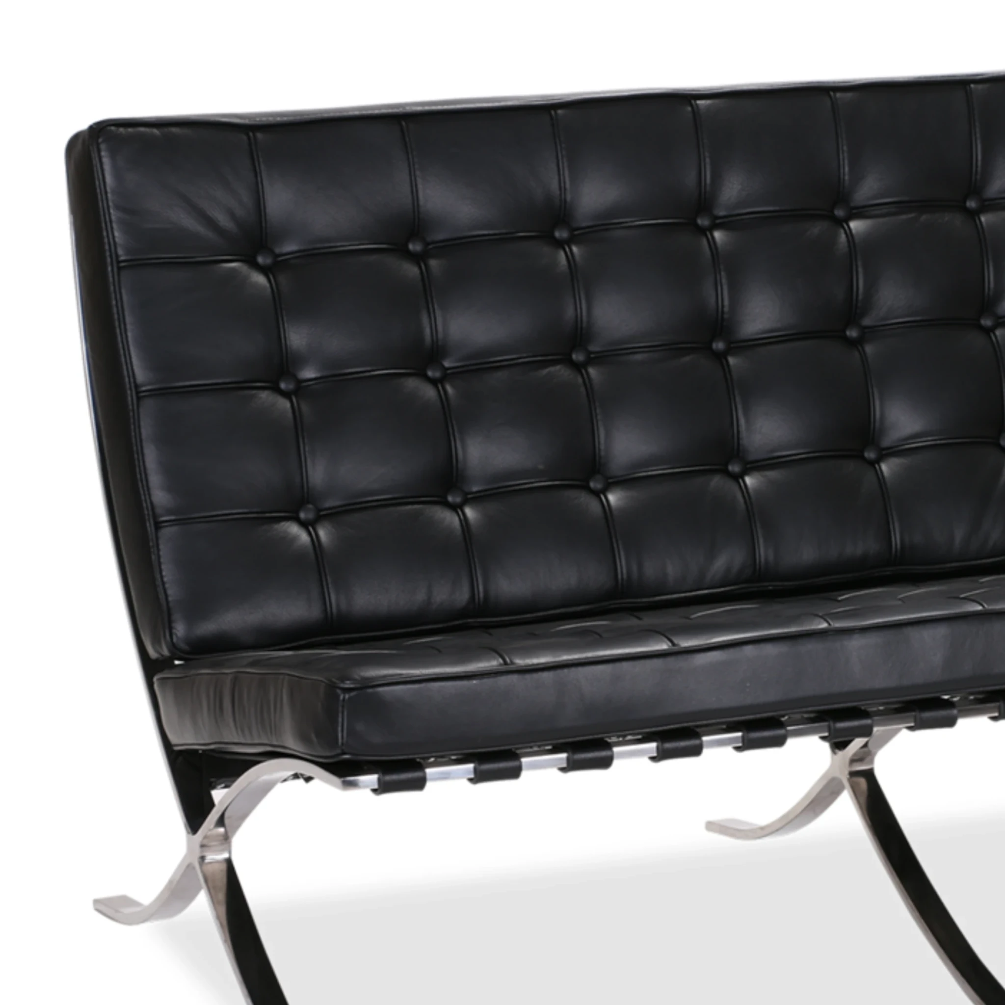 MODE Mies Van Der Rohe Barcelona Chair with Ottoman Replica, 2-Seater