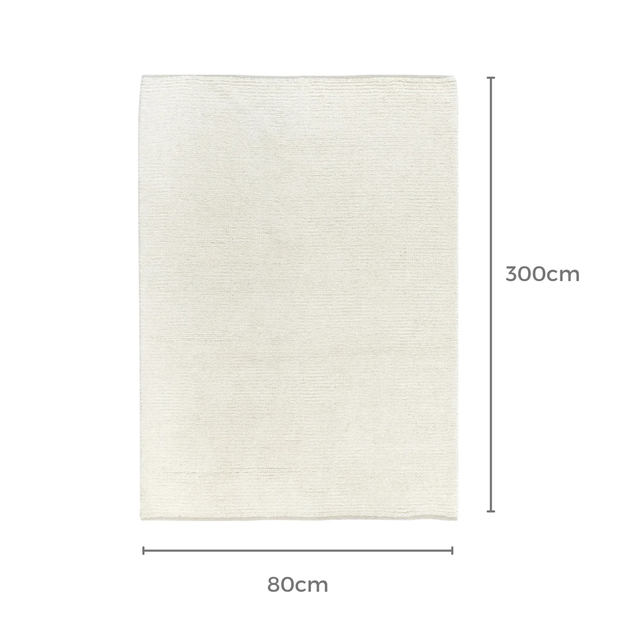 DreamWeaver Pure Scandinavian Wool Rug, Ivory, 80x300cm