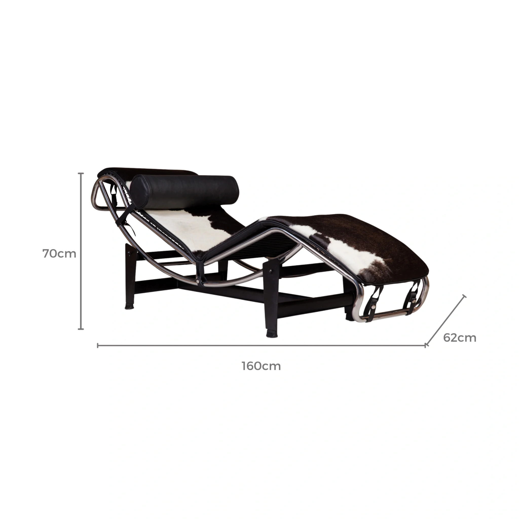 MODE Le Corbusier LC4 Chaise Lounge Replica, Cowhide Leather