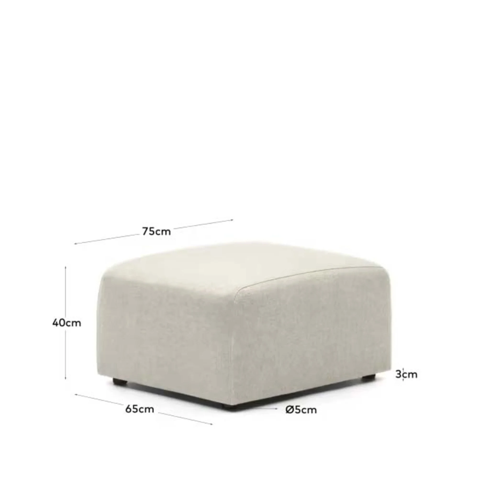 Kave Home Neom Ottoman, Beige, 75x65x40cm