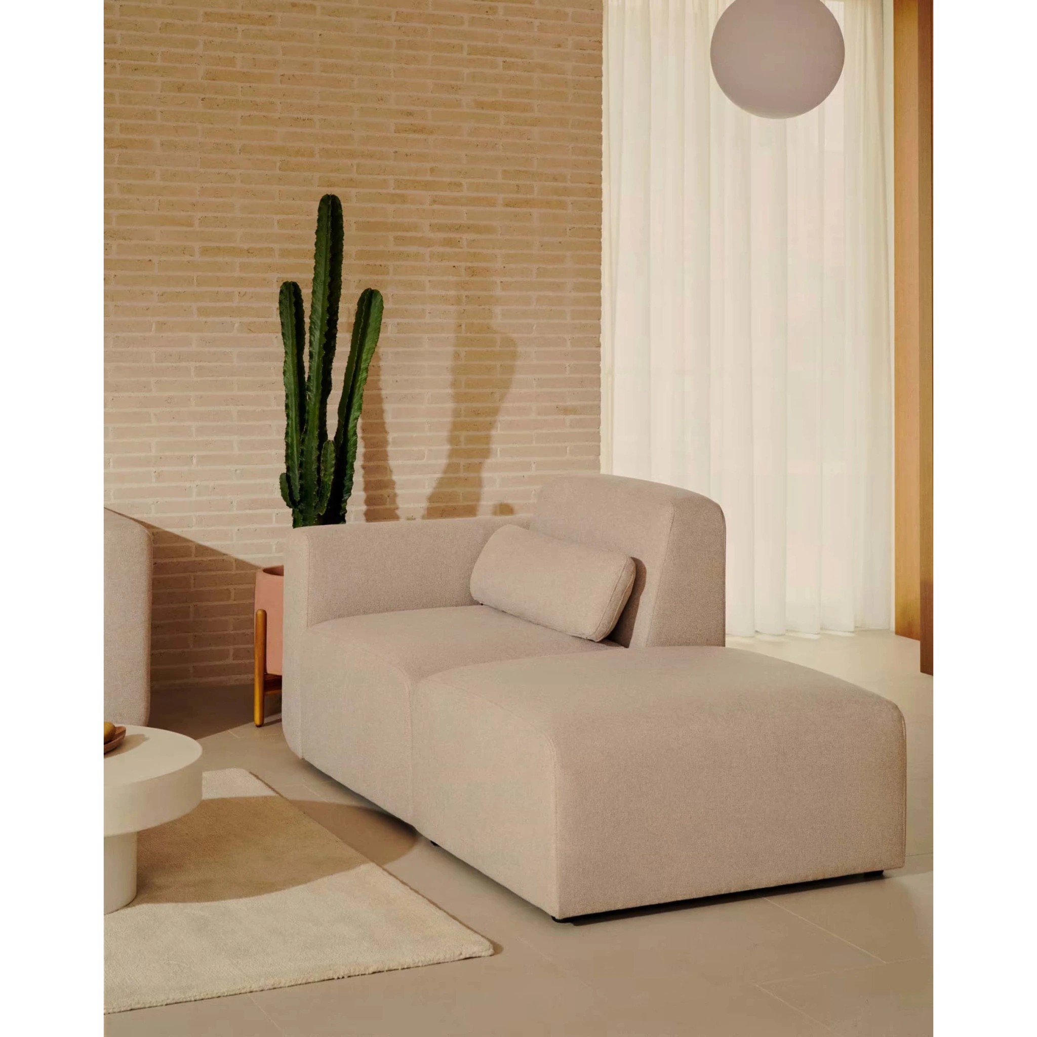 Kave Home Neom Ottoman, Beige, 89x75x40cm