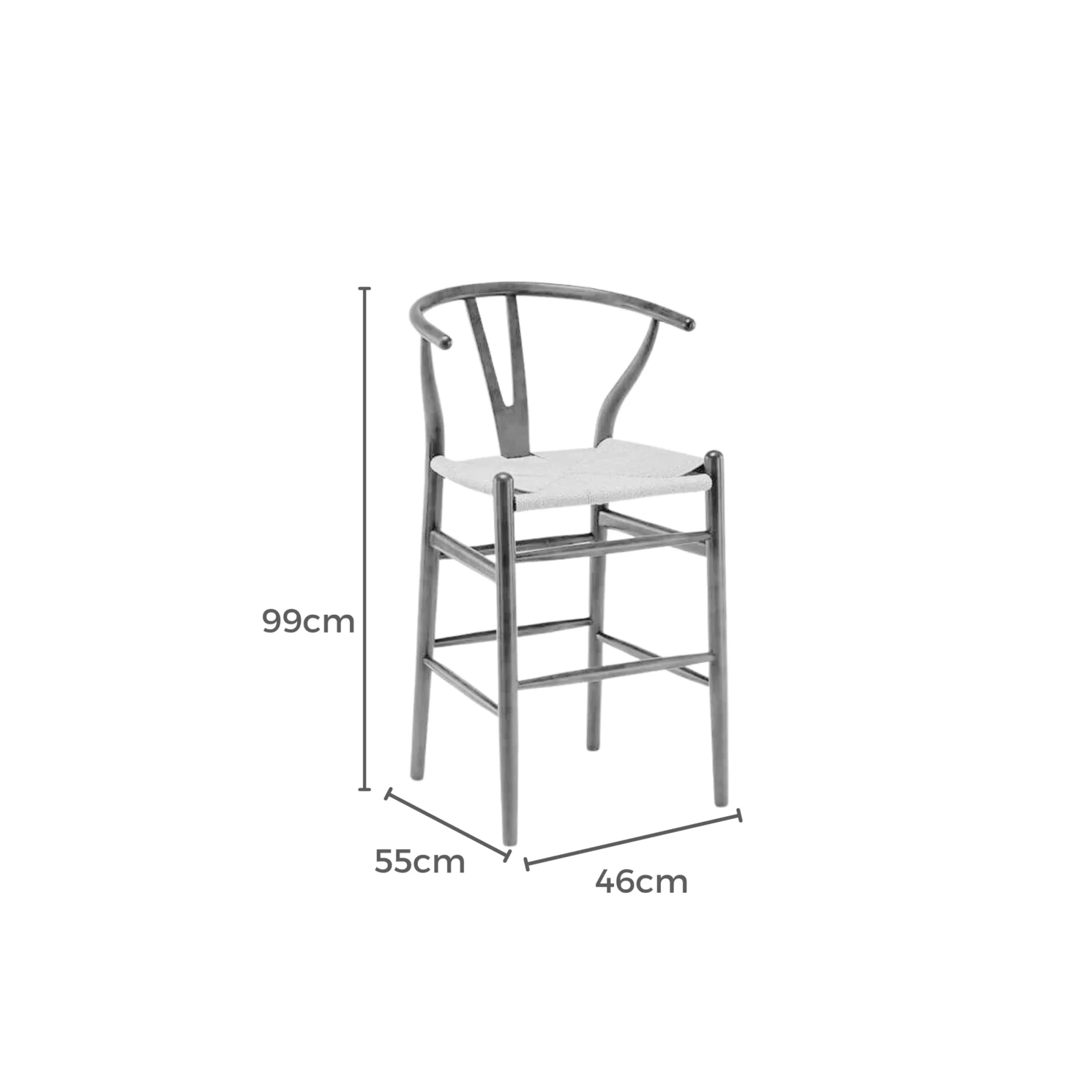 MODE Hans Wegner Wishbone Bar Stool Replica, Black