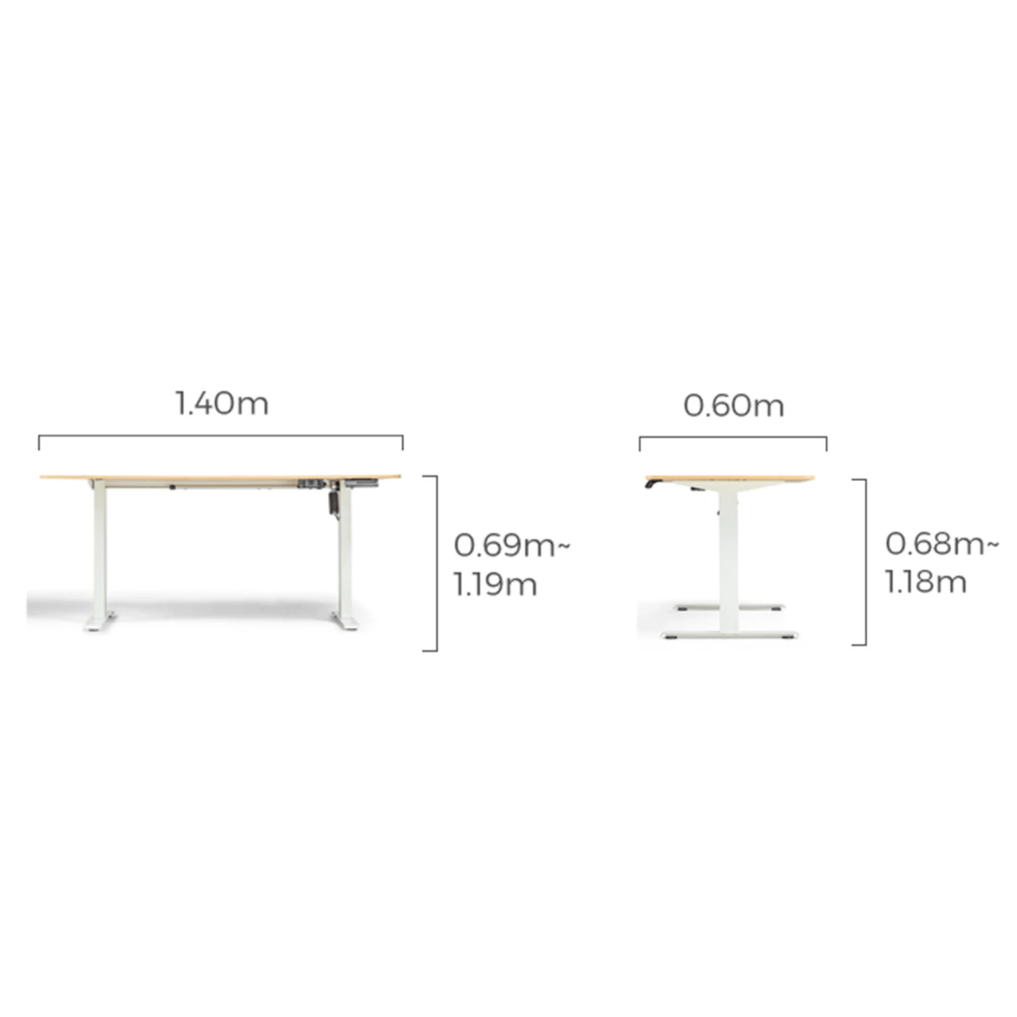 Linspire Ascend 2PCS Standing Desk Set, 140cm, Natural Wood & Grey