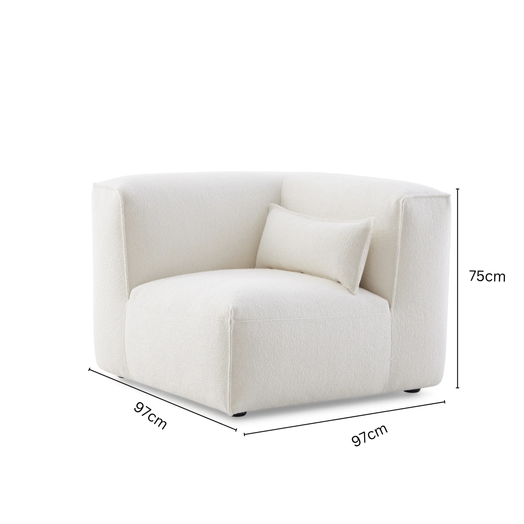 MODE Bravo Corner Sofa Module, Boucle, Creamy White
