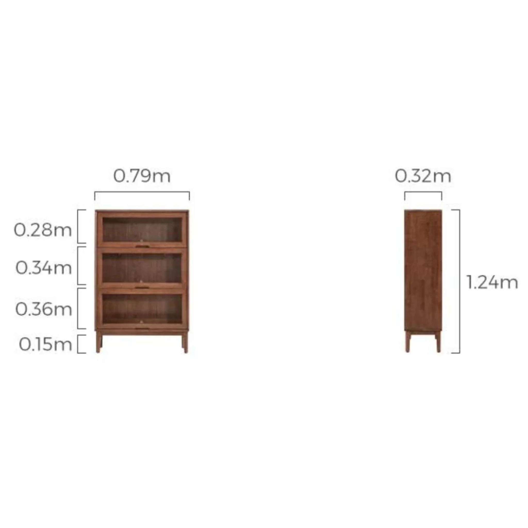 Linspire Cocoa Bookcase with Glass Door 80cm, 3-Tier
