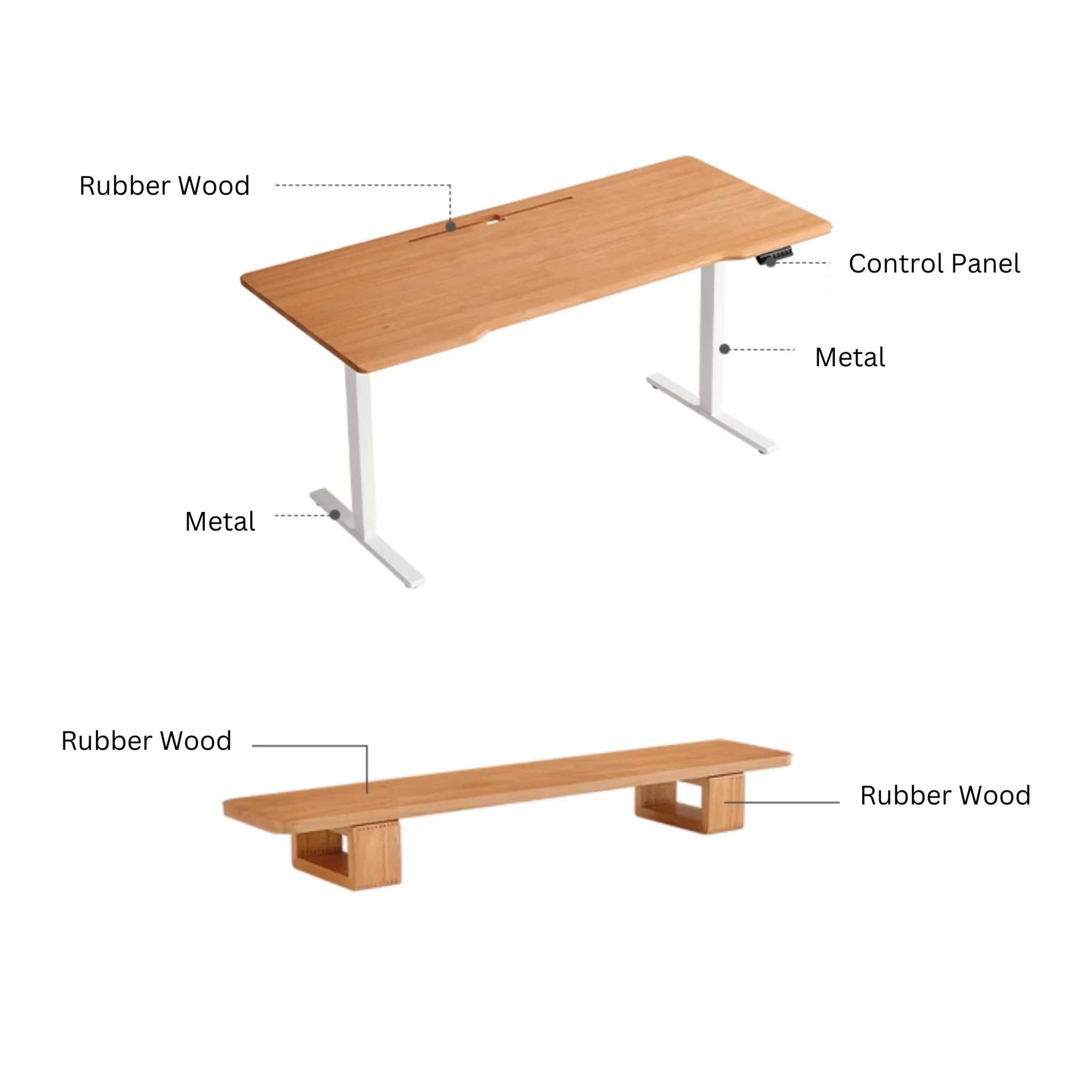 Linspire Lumen Electric Height Adjustable Standing Desk with Riser Stand, 140cm