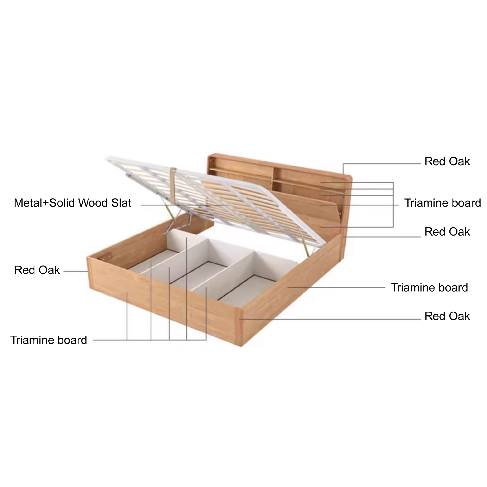 Linspire Aspire Global Queen Bed Frame with Storage, Natural Wood