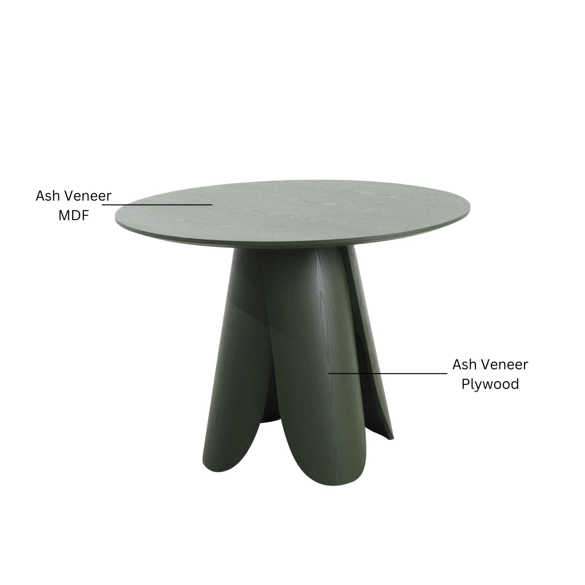 MODE Elara Round Dining Table Set with 2 Chairs, Green