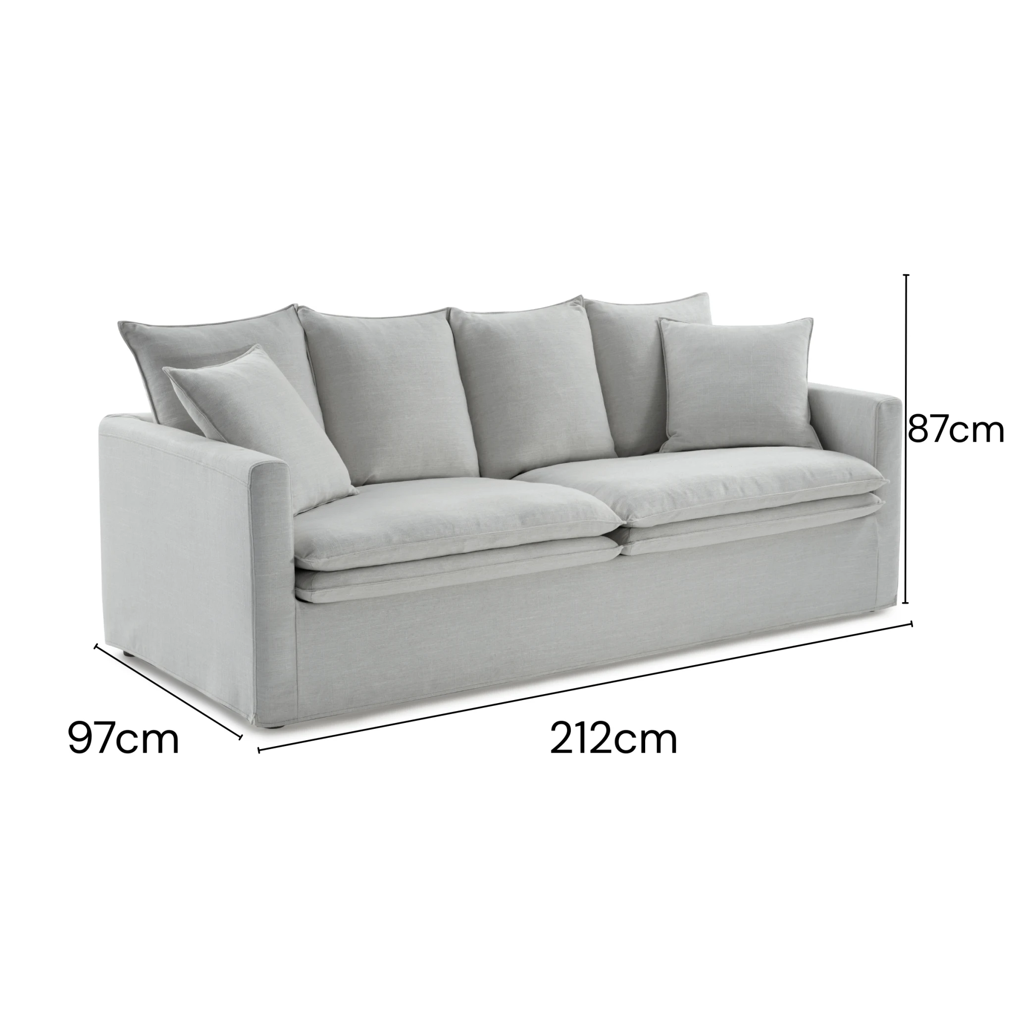 MODE Crepes 3-Seater Linen Sofa, Light Grey