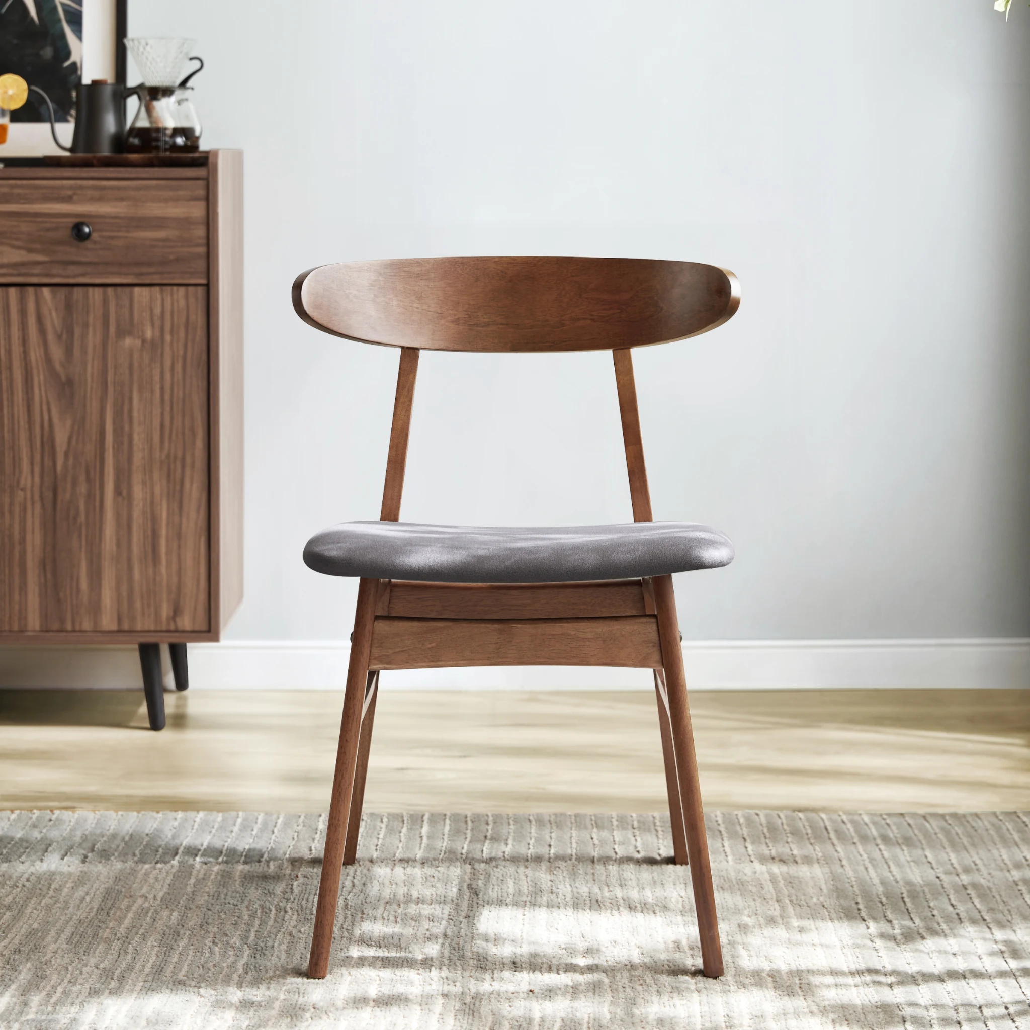 Linspire Elmer Dining Chair with Leathaire Seat, Set of 2, Dark Wood