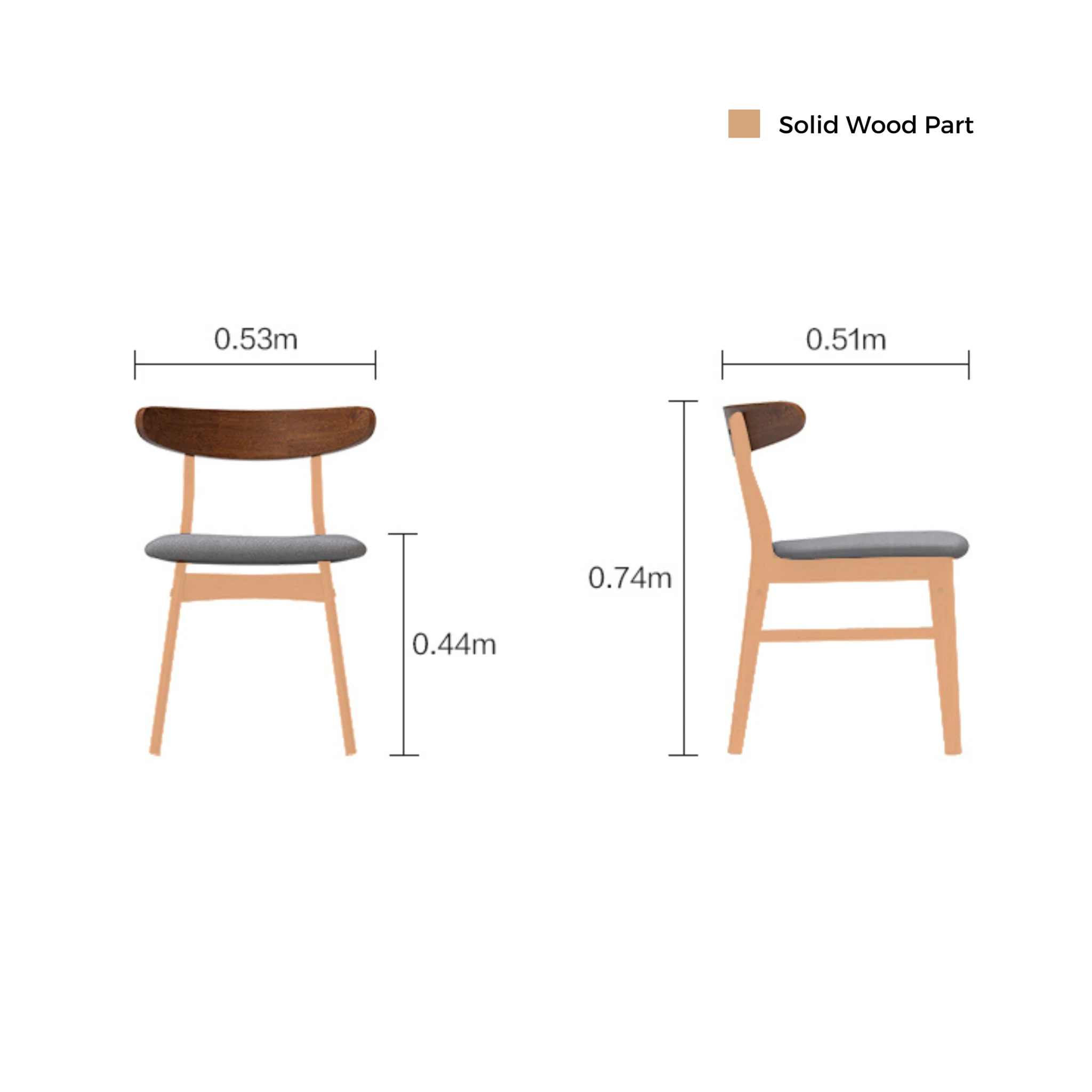 Linspire Elmer Dining Chair with Leathaire Seat, Set of 2, Dark Wood