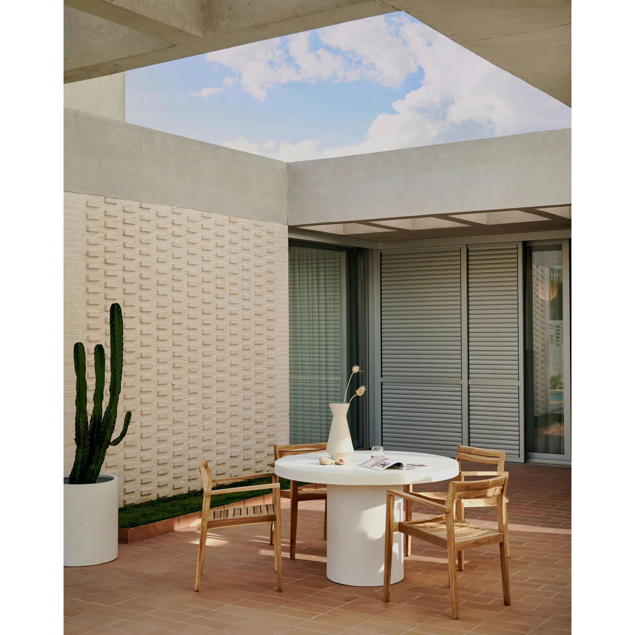 Kave Home Victoire Solid Teak Wood Dining Chair, Set of 4