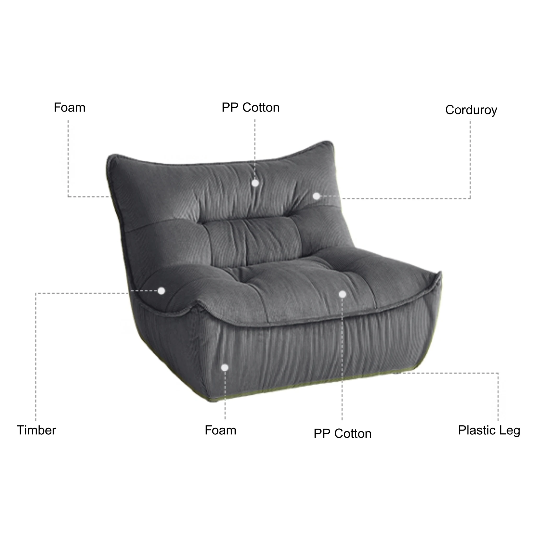 Linspire Eloni Corduroy Lounge Chair, Green