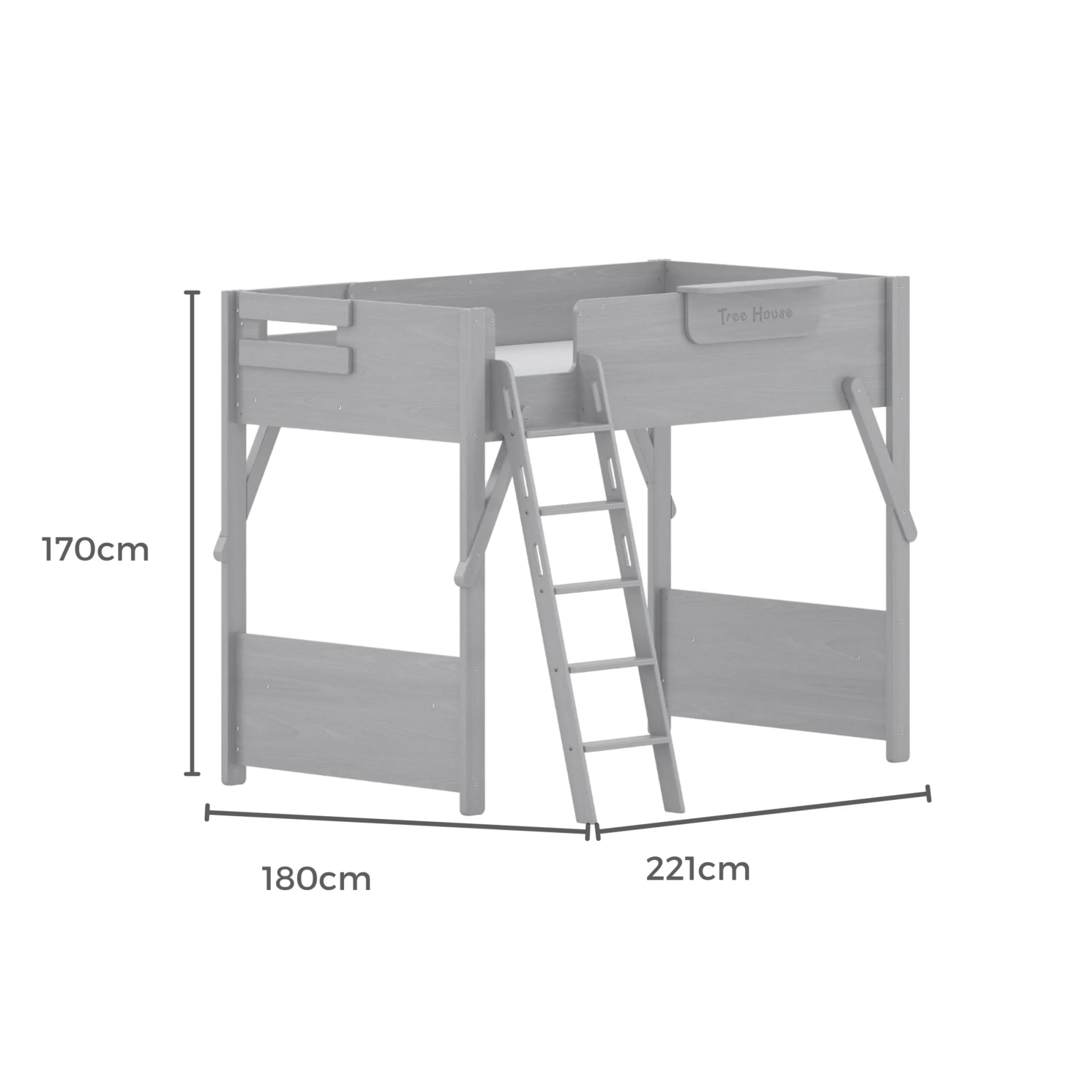 Boori Treehouse Kids NZ King Single Loft Bed + Ladder, Cherry