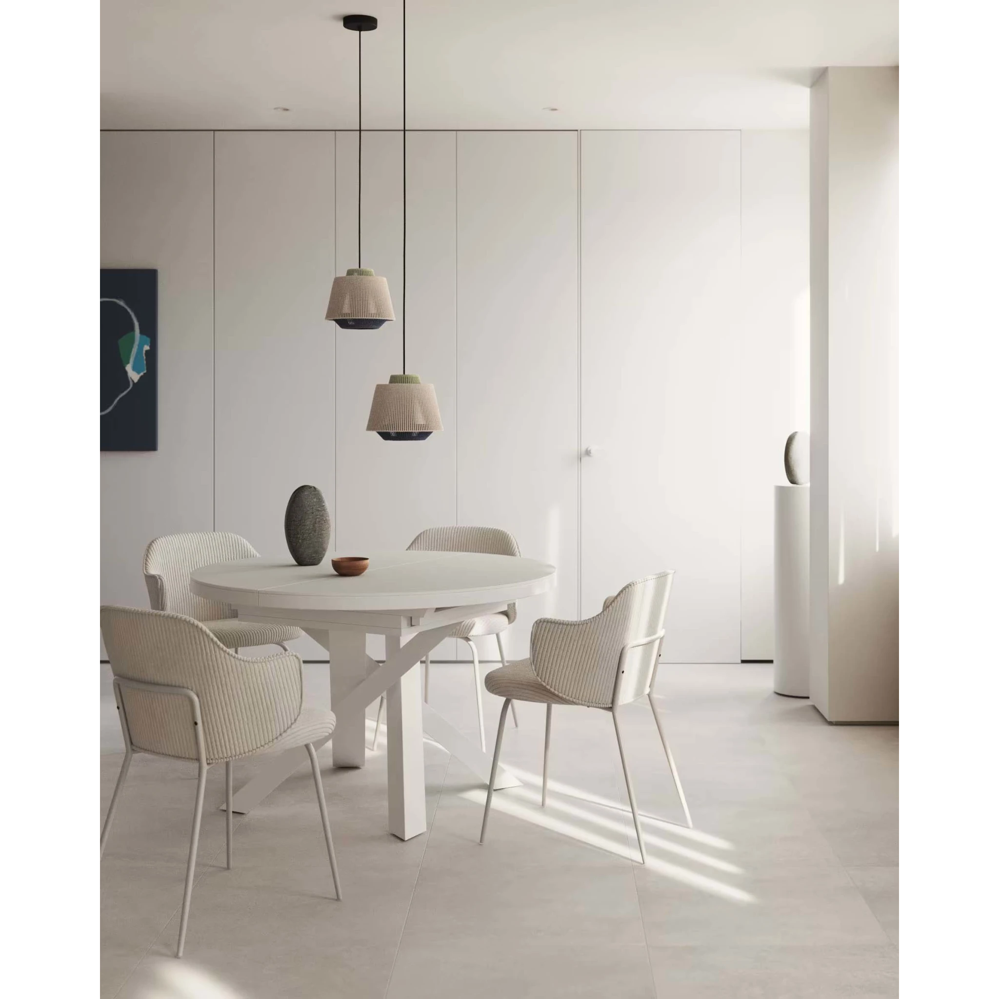 Kave Home Yunia Corduroy Dining Chair, Beige