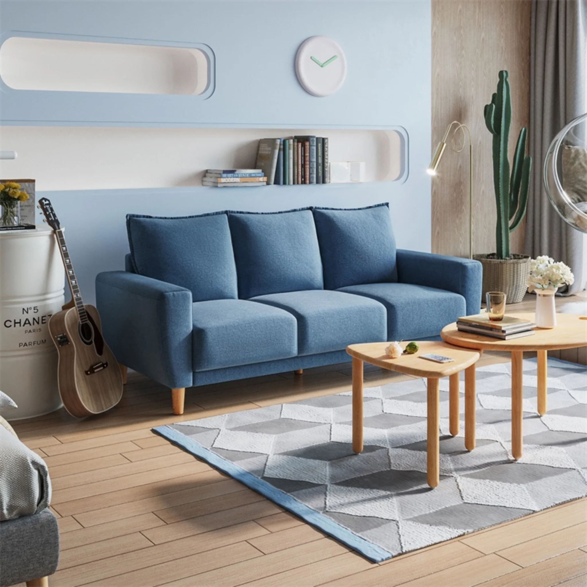 Linspire Essence 3-Seater Sofa, Blue