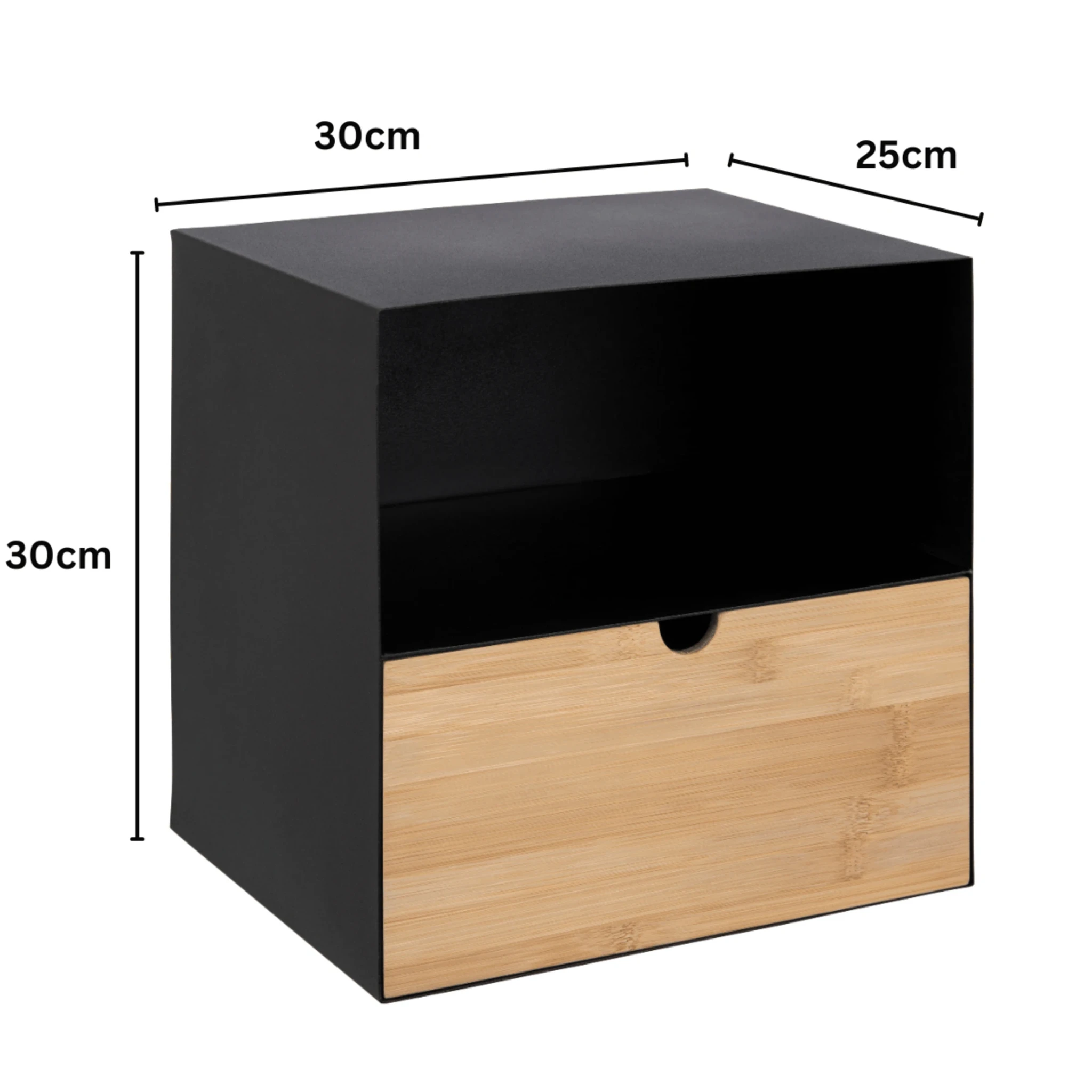 Hjem Design Jackson Bedside Table, Black & Natural Wood