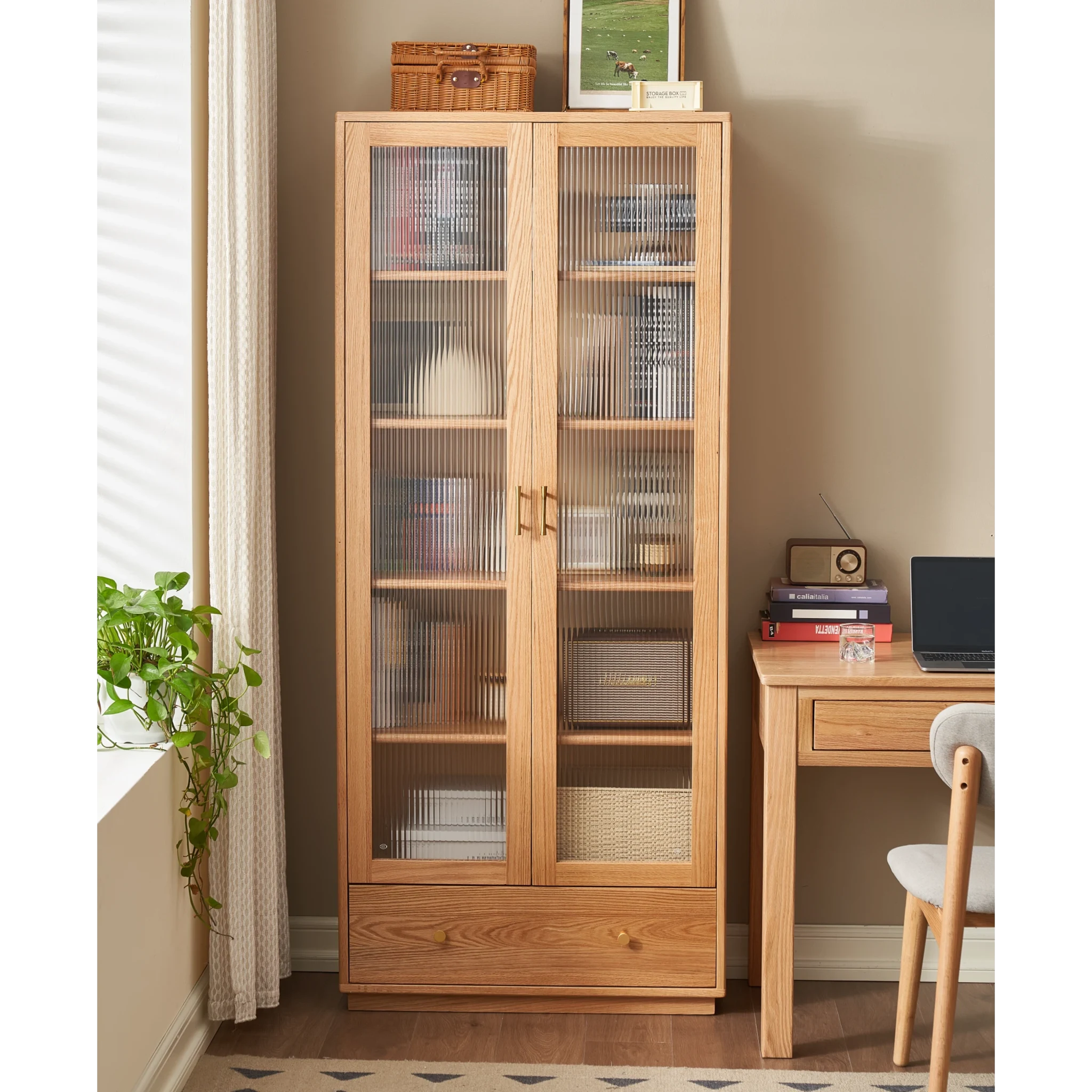 Solidwood Santa Rosa Bookcase with Doors, 185cm