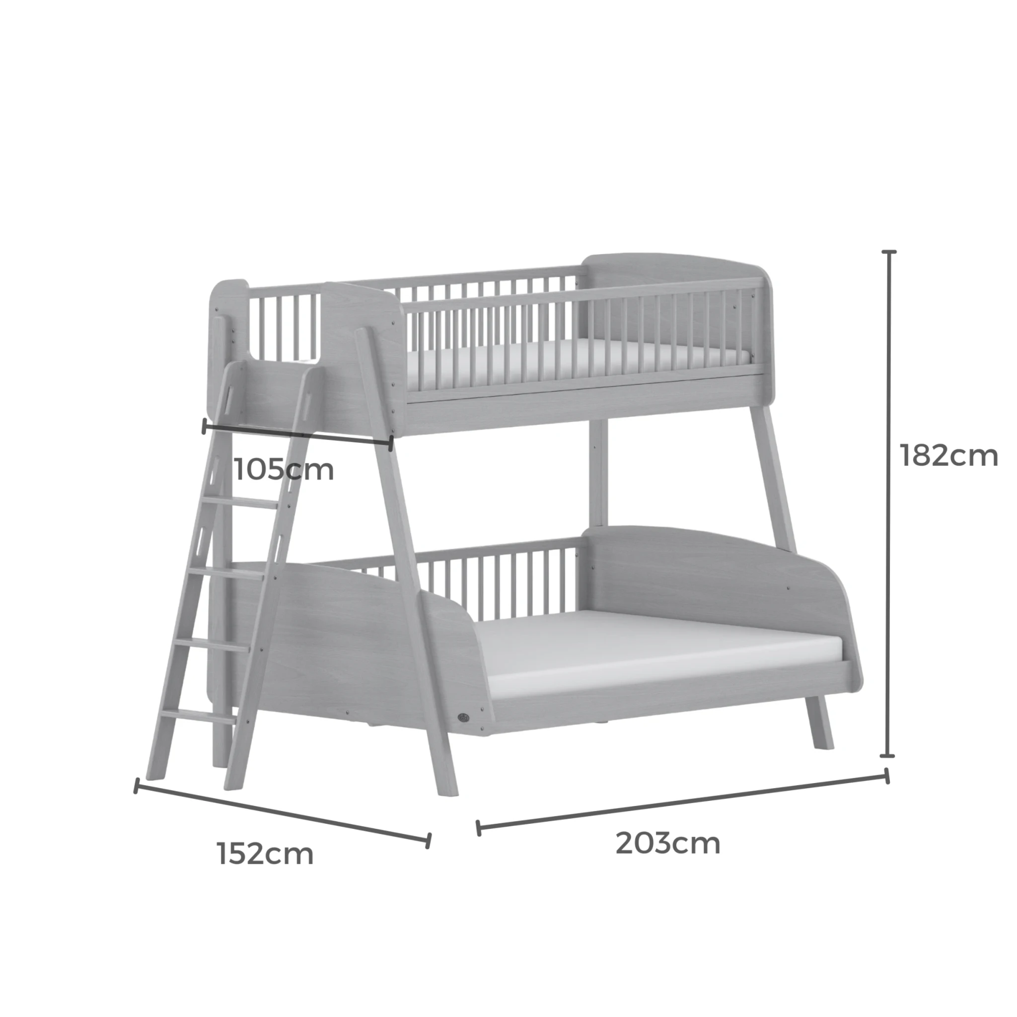 Boori Matilda Kids Maxi Bunk Bed + Ladder, Barley White, NZ Single
