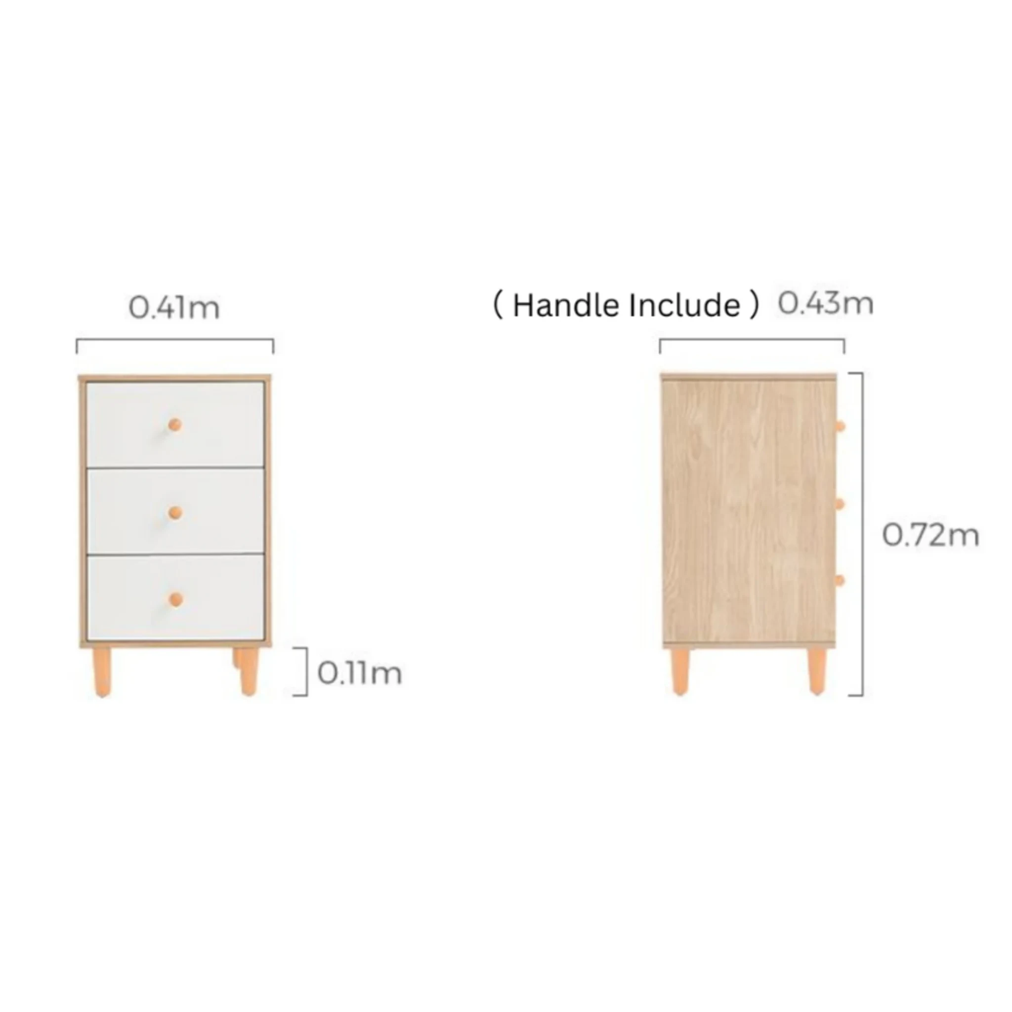 Linspire Fresko Chest of 3 Drawers, 41x43x72cm