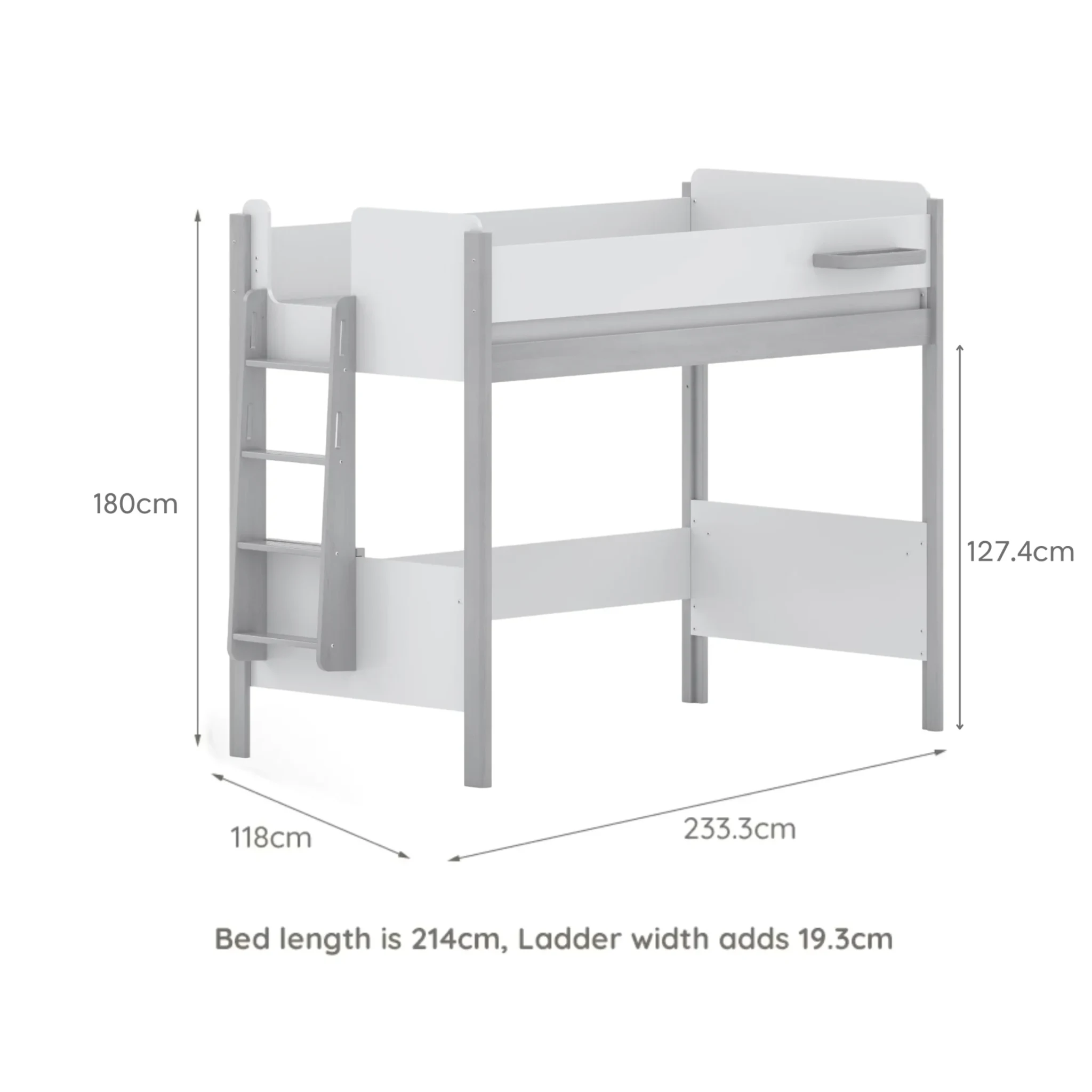 Boori Natty Kids NZ King Single Loft Bed + Ladder, Cherry