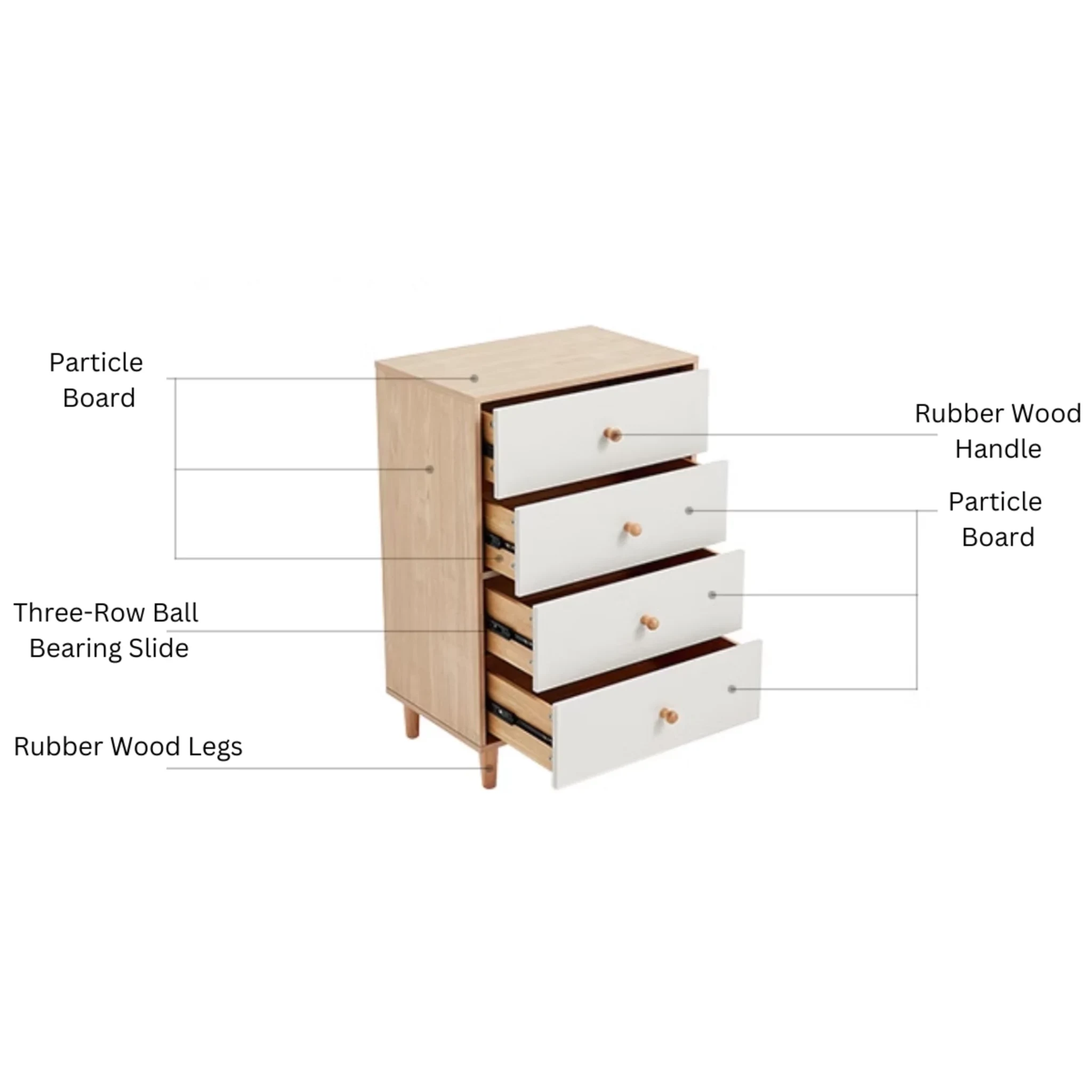 Linspire Fresko Chest of 4 Drawers, White, Narrow