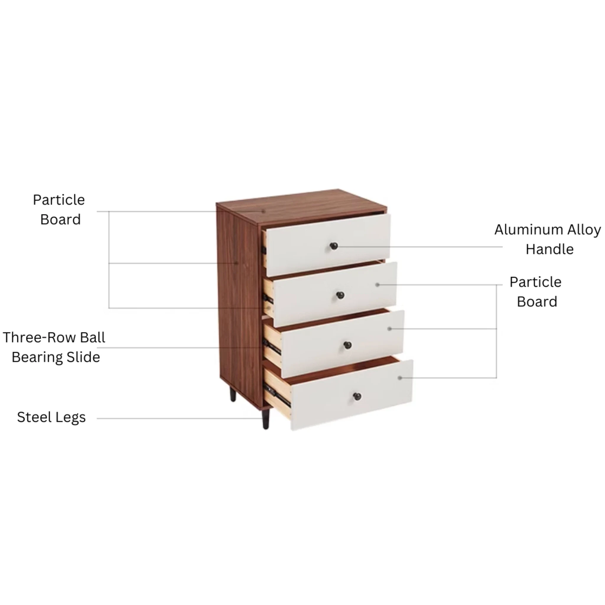 Linspire Fresko Chest of 5 Drawers, White & Dark Wood