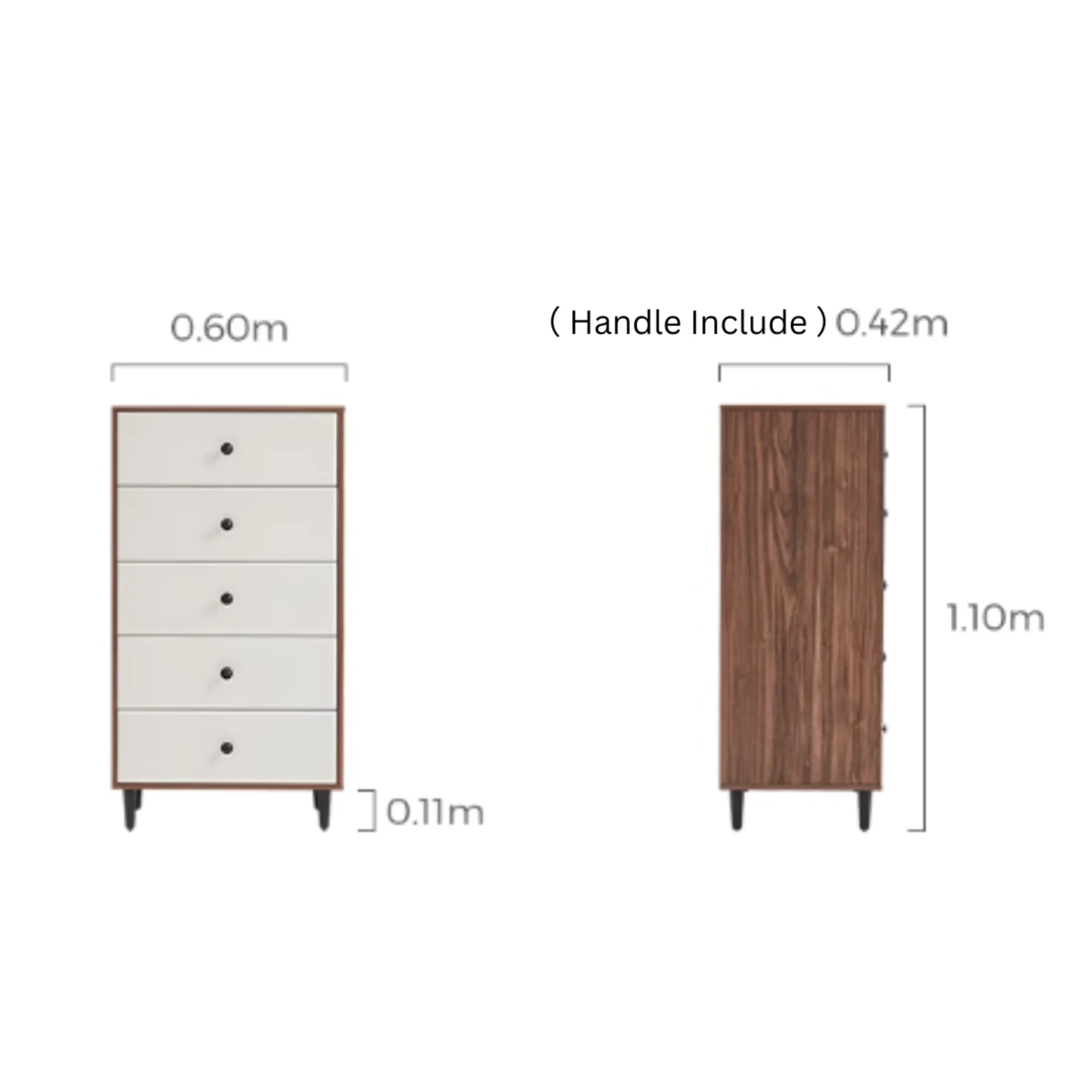 Linspire Fresko Chest of 5 Drawers, White & Dark Wood