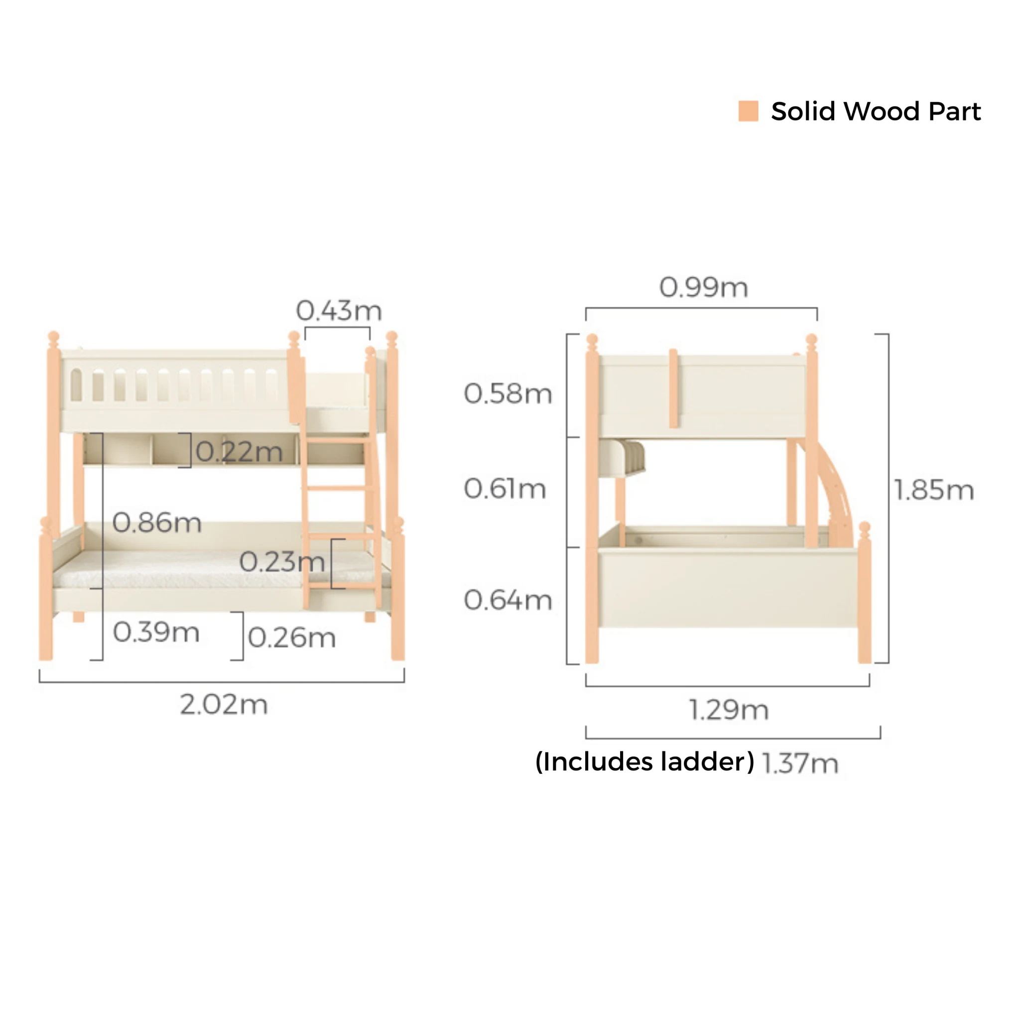 Linspire Lofty Bunk Bed Frame, NZ Single