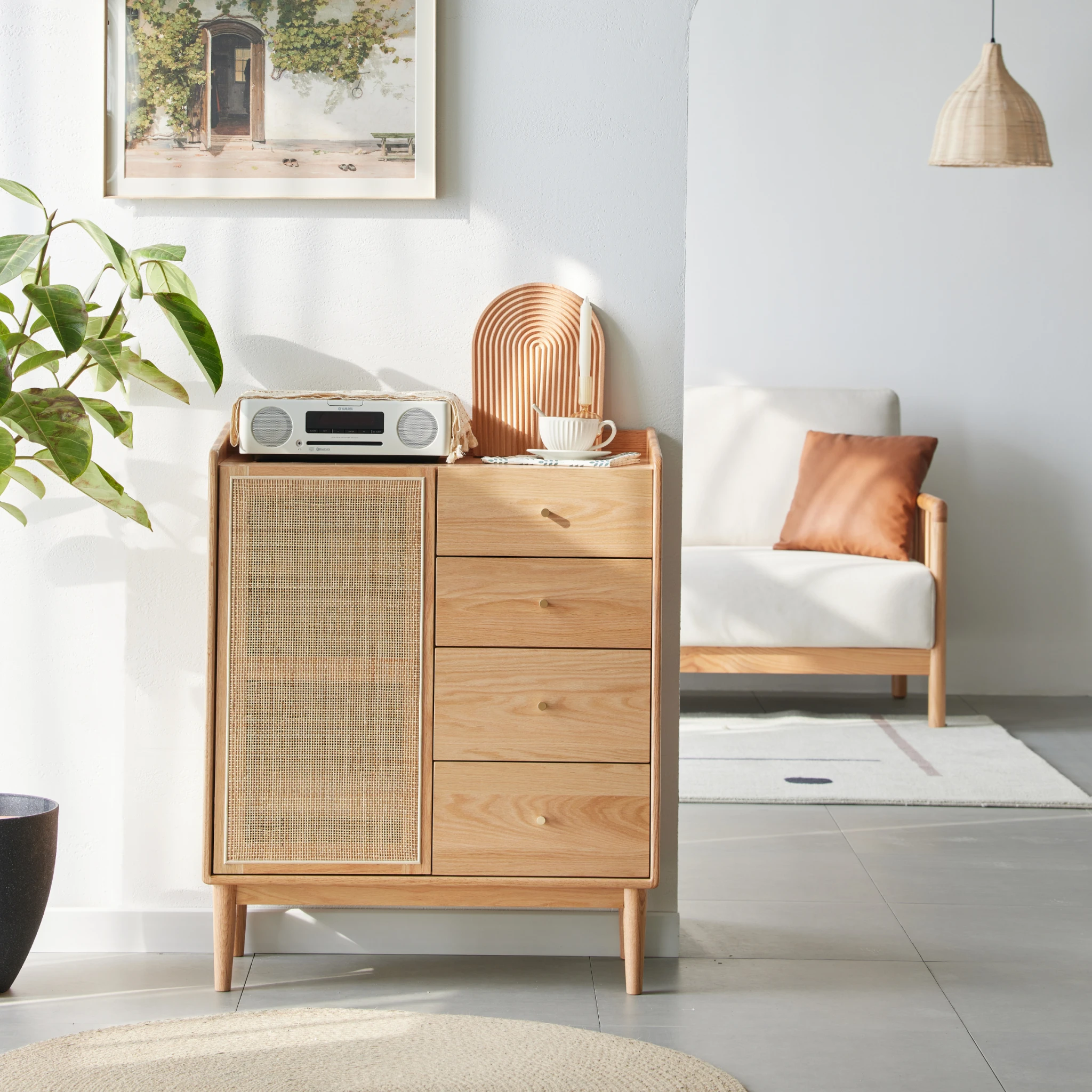Solidwood Calamo Chest of 4 Drawers with Cabinet