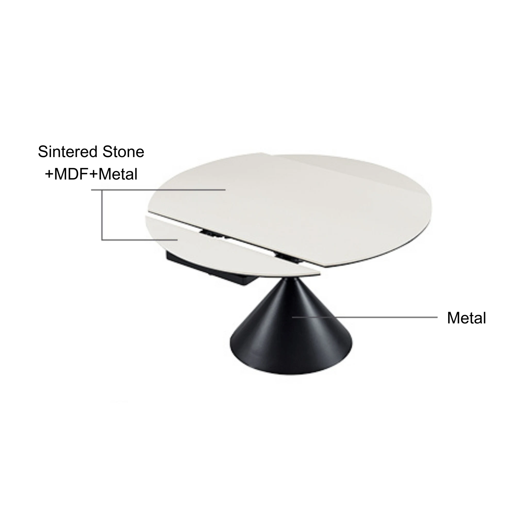 Linspire Moti Dining Table with Sintered Stone Rotating Top