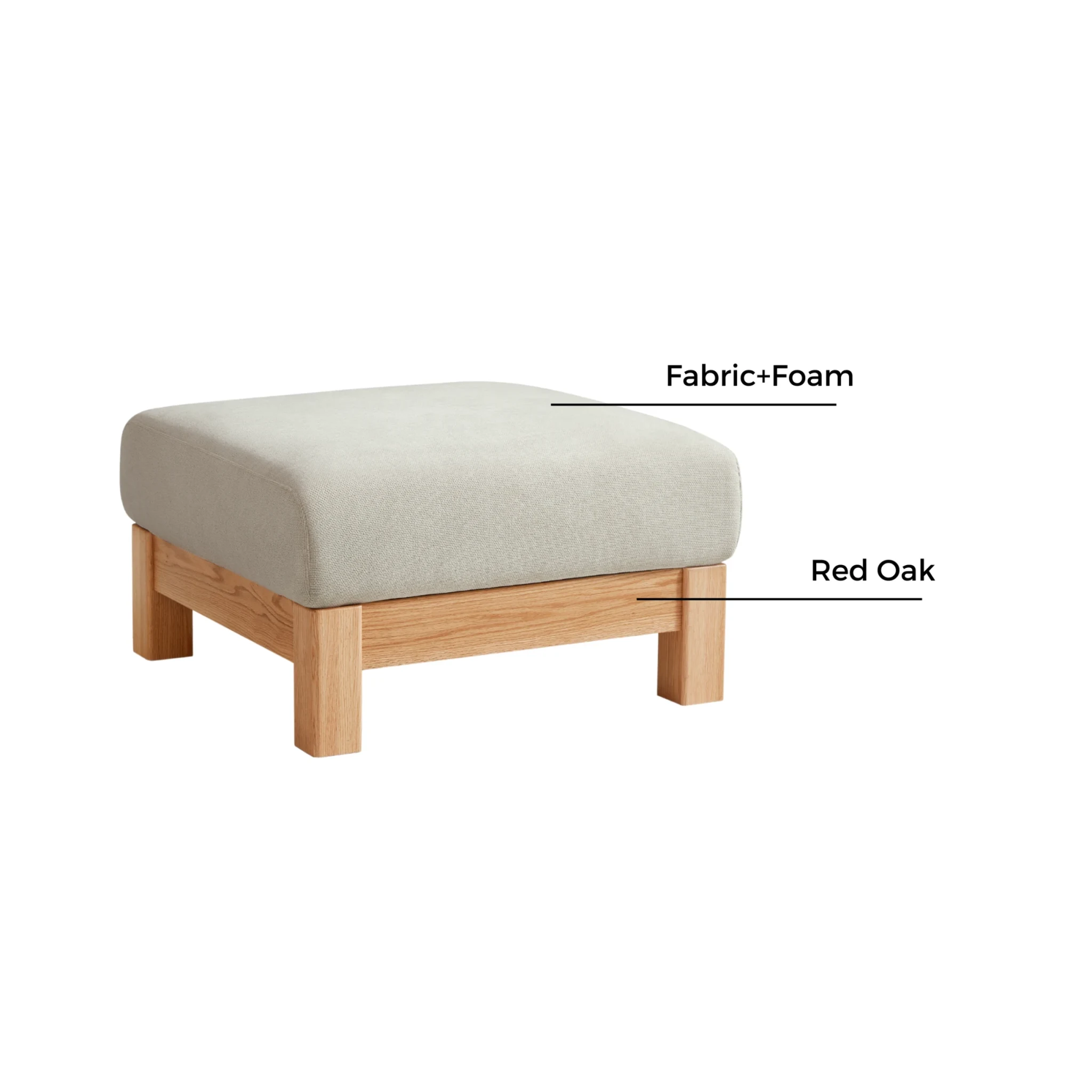Linspire Mellow Solid Wood Ottoman, Natural Wood