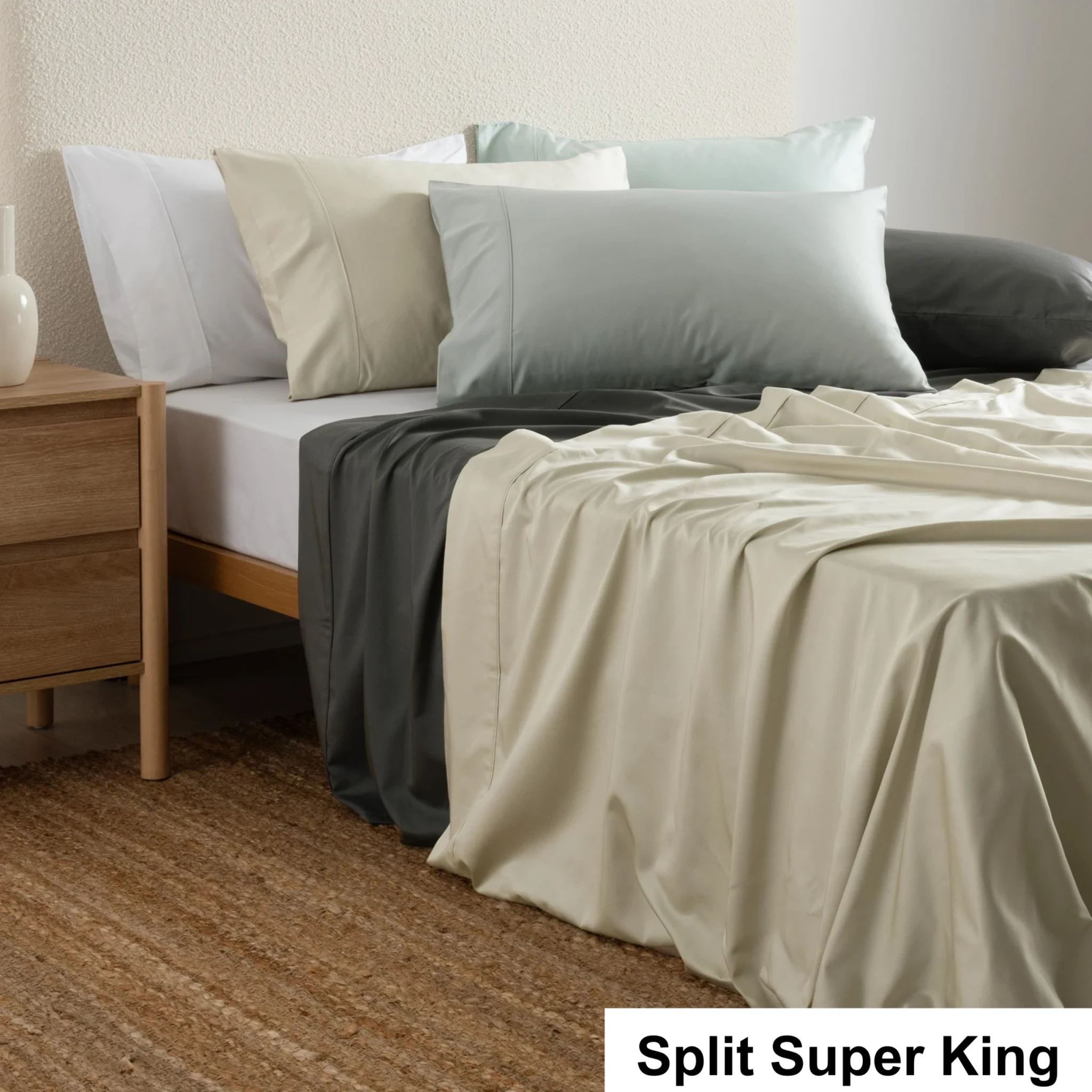 SAVONA 500T Bamboo Cotton Sheet Set, Silver, Split NZ Long Single