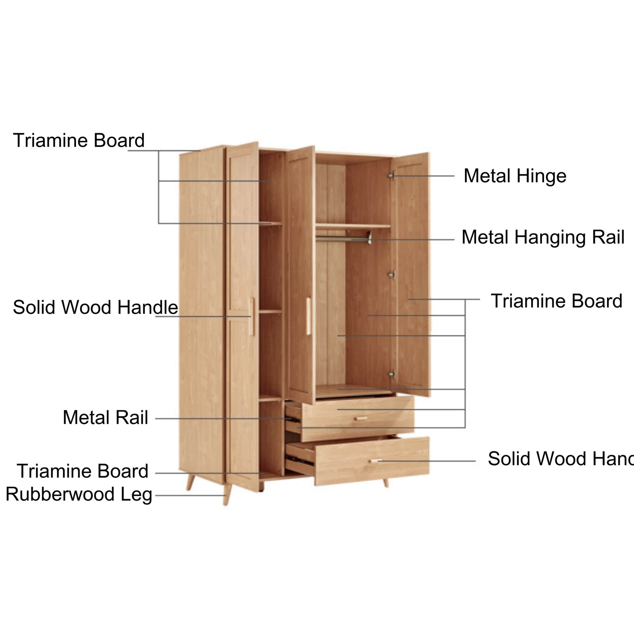 Linspire Noble 3-Doors Wardrobe with 2 Drawers