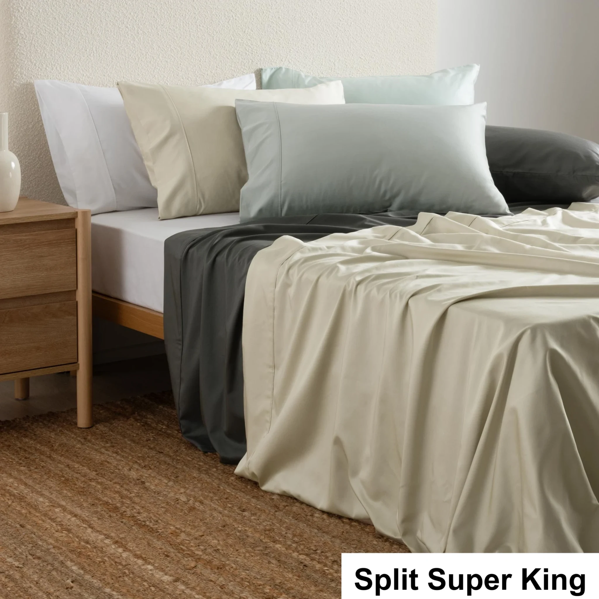 SAVONA 500T Bamboo Cotton Sheet Set, Steel Grey, NZ Long Single