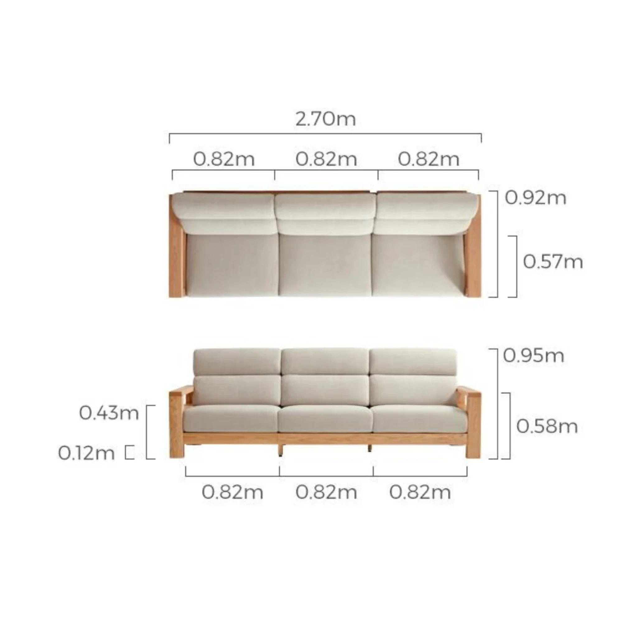 Linspire Mellow Solid Wood 3.5-Seater Sofa with Ottoman, White