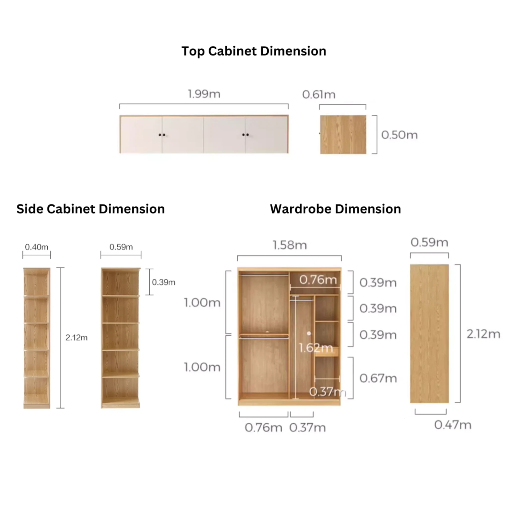 Linspire Grace Sliding Door Wardrobe with Top Cabinet, 200cm